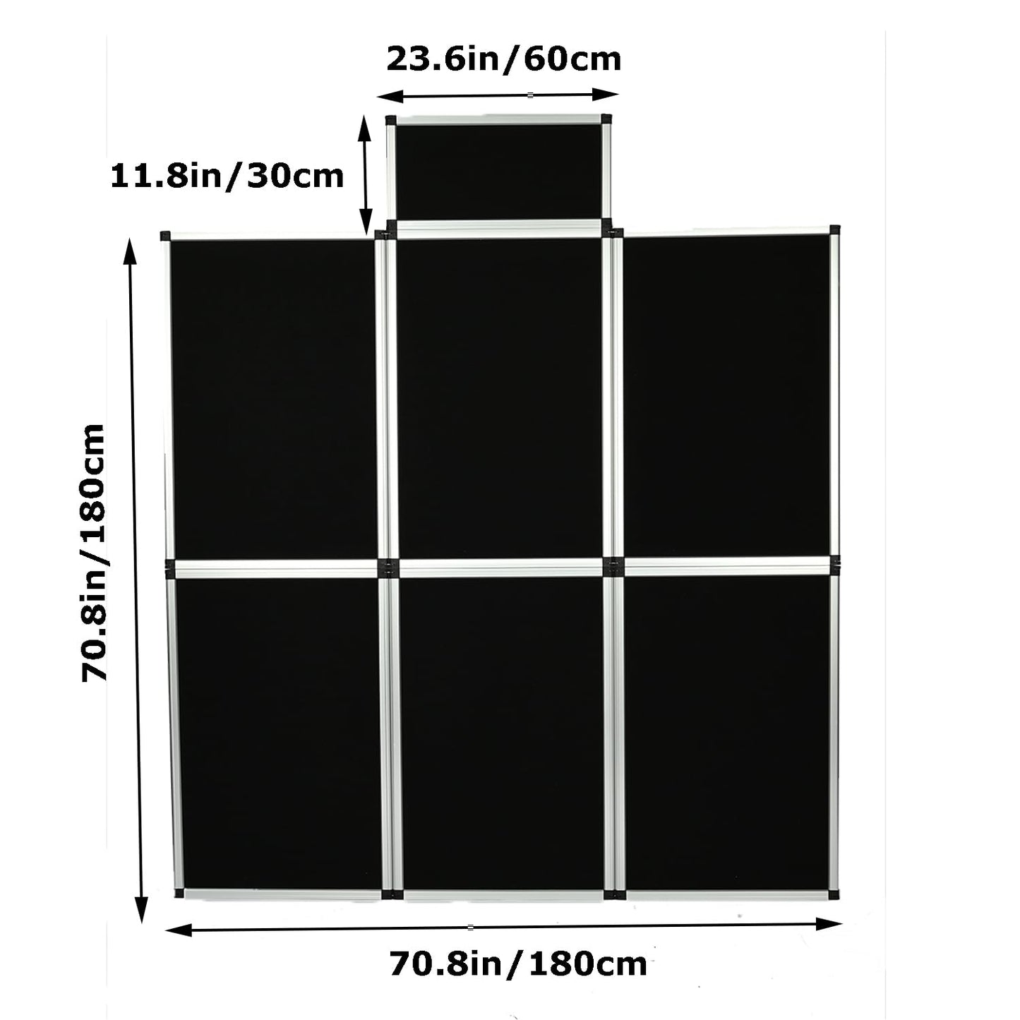 ISXACFF 6+1 Panel Trade Show Presentation Board, 82.6" H x 70.8" W Portable Display Panel System, Folding 6 Panels Exhibition Boards Single Sided Tabletop Display 6 Panels,Hook & Loop-Receptive Fabric