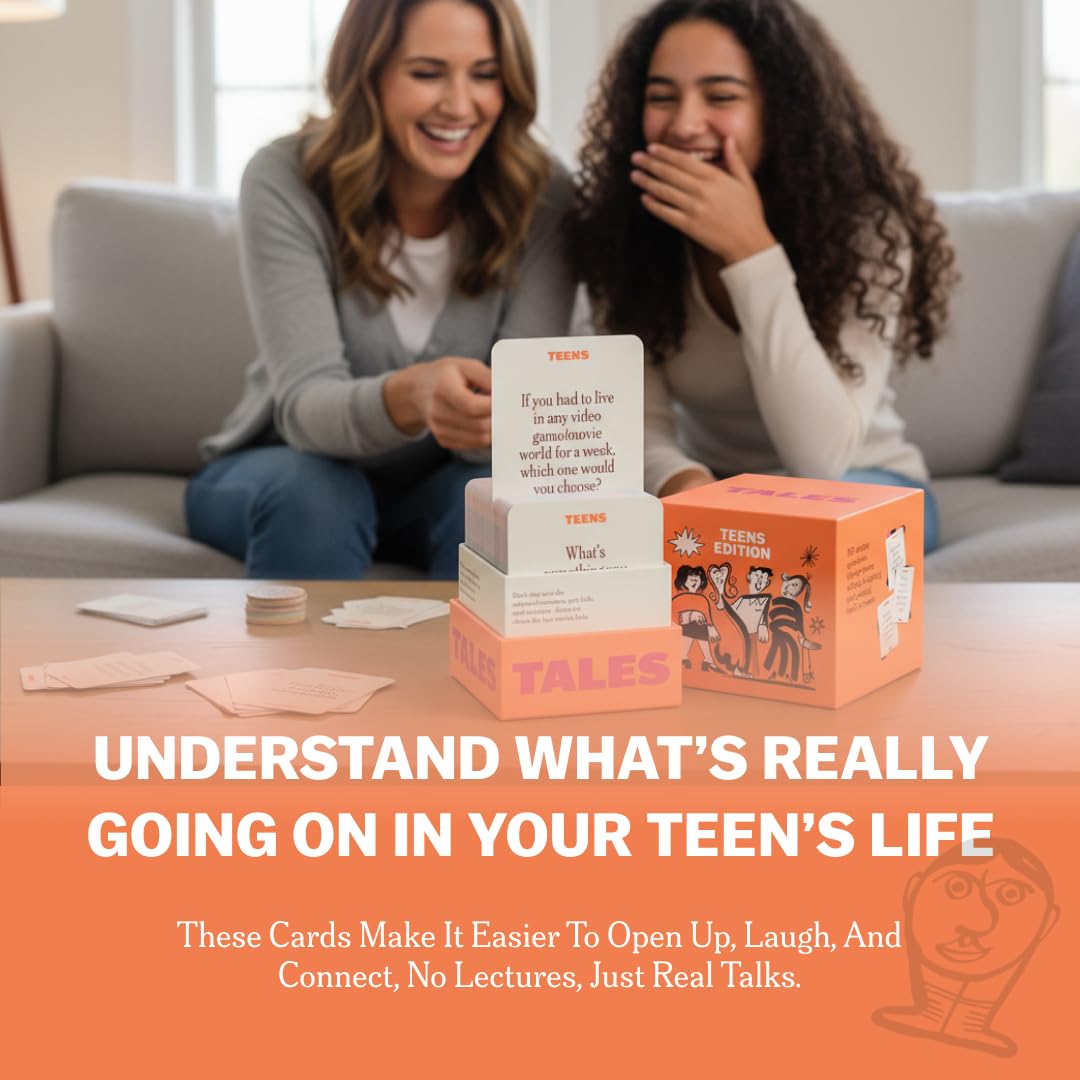 TALES 150 Conversation Cards, Teens Edition, Fun Family Games for Teens, Perfect for Dinners, Road Trips, Classrooms & Game Nights, Gifts & Gatherings, Conversation Starters to Spark Creativity