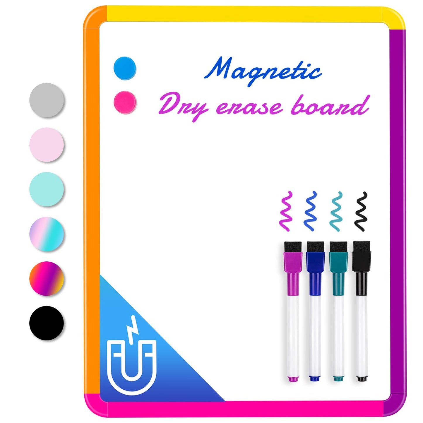 VUSIGN Small White Board Dry Erase, 11''x14'' Magnetic Dry Erase Board, Mini Whiteboard with Markers for Fridge, Wall, Locker