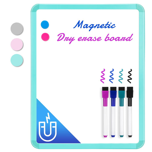 VUSIGN Small White Board Dry Erase, 14'' x 11'' Magnetic Dry Erase Board, Mini Whiteboard with Markers for Students, Fridge, Wall, Locker, Green