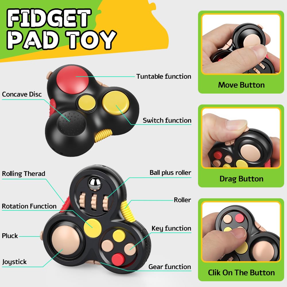 5 PCS Fidget Toys Set for Adults, Fidget Slider, Fidget Cube, Spinner Toy, Keyboard Clicker Toy, Fidget Pad, Cool Gadgets Office Desk Toy for Men Teen Gift