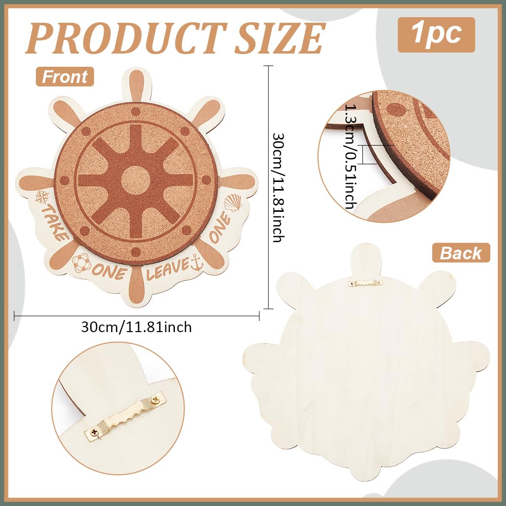 BENECREAT Cork Brooch Board, Wall Cork Tray Nautical Compass Pin Board for Brooch Pin Storage, Jewelry Display, Office Home and School Decor, 11.8x11.8 Inch, 0.5 Inch Thick