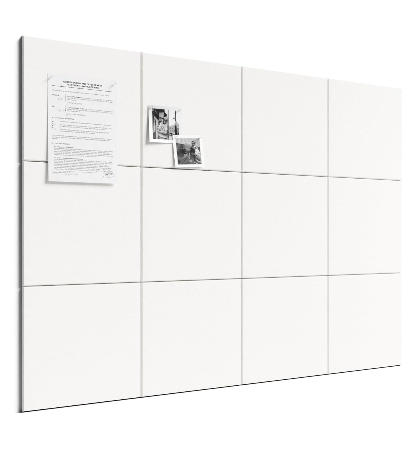 Bumusty Large Cork Board 48" x 36" Alternative - 12 Pack Felt Wall Tiles with 70 Safe Removable Adhesive Tabs, 30 Pushpins, Cork Boards for Walls Pin Board Bulletin Board Office Decor (Milky White)