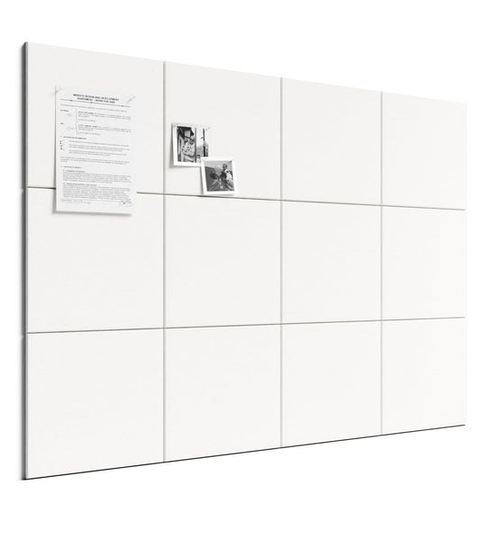Bumusty Large Cork Board 48" x 36" Alternative - 12 Pack Felt Wall Tiles with 70 Safe Removable Adhesive Tabs, 30 Pushpins, Cork Boards for Walls Pin Board Bulletin Board Office Decor (Milky White)