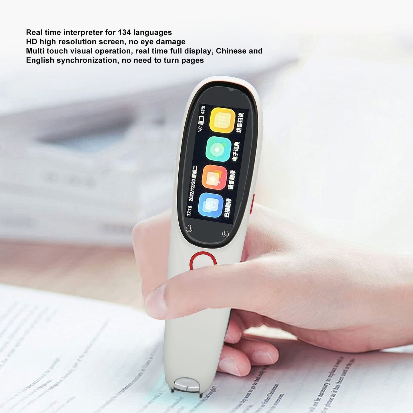 Translator Pen, OCR Scanning Device with 3 Inch Screen, 134 Language Translation, Voice Translator for Learning Speech and Travel, White