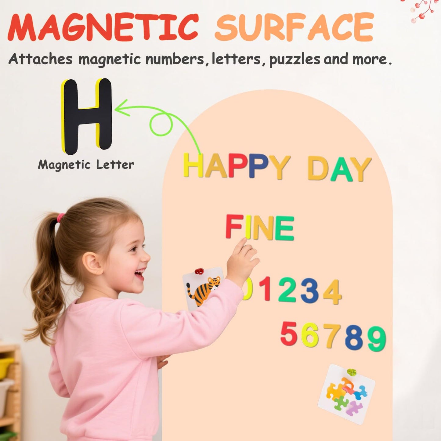 OMKSIH Arch Magnetic Wall Decal 39.3x17.5 Inch Milk Tea Magnetic Chalk Board Sticker Magnet Chalkboard for Wall Peel and Stick Self Adhesive Blackboard Multifunctional for Playroom Home