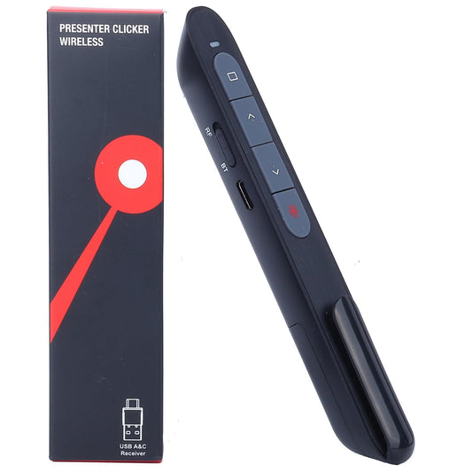 TITIANCOOL Wireless Presenter with Red Light, 2.4G USB & Bluetooth Presentation Clicker, Rechargeable via Type-C, 165ft Range, Compatible with PowerPoint/Keynote for Windows/Mac/Linux/Android (Black)