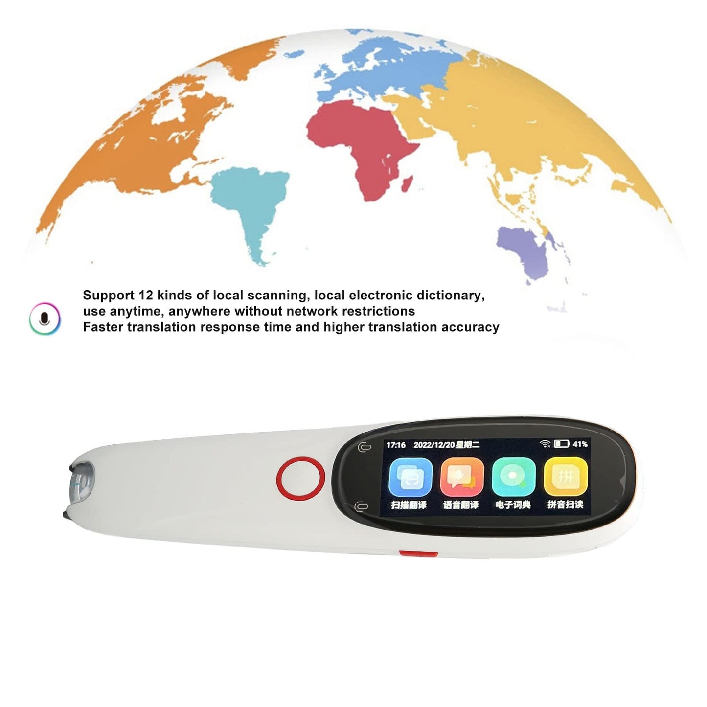 Translator Pen, OCR Scanning Device with 3 Inch Screen, 134 Language Translation, Voice Translator for Learning Speech and Travel, White