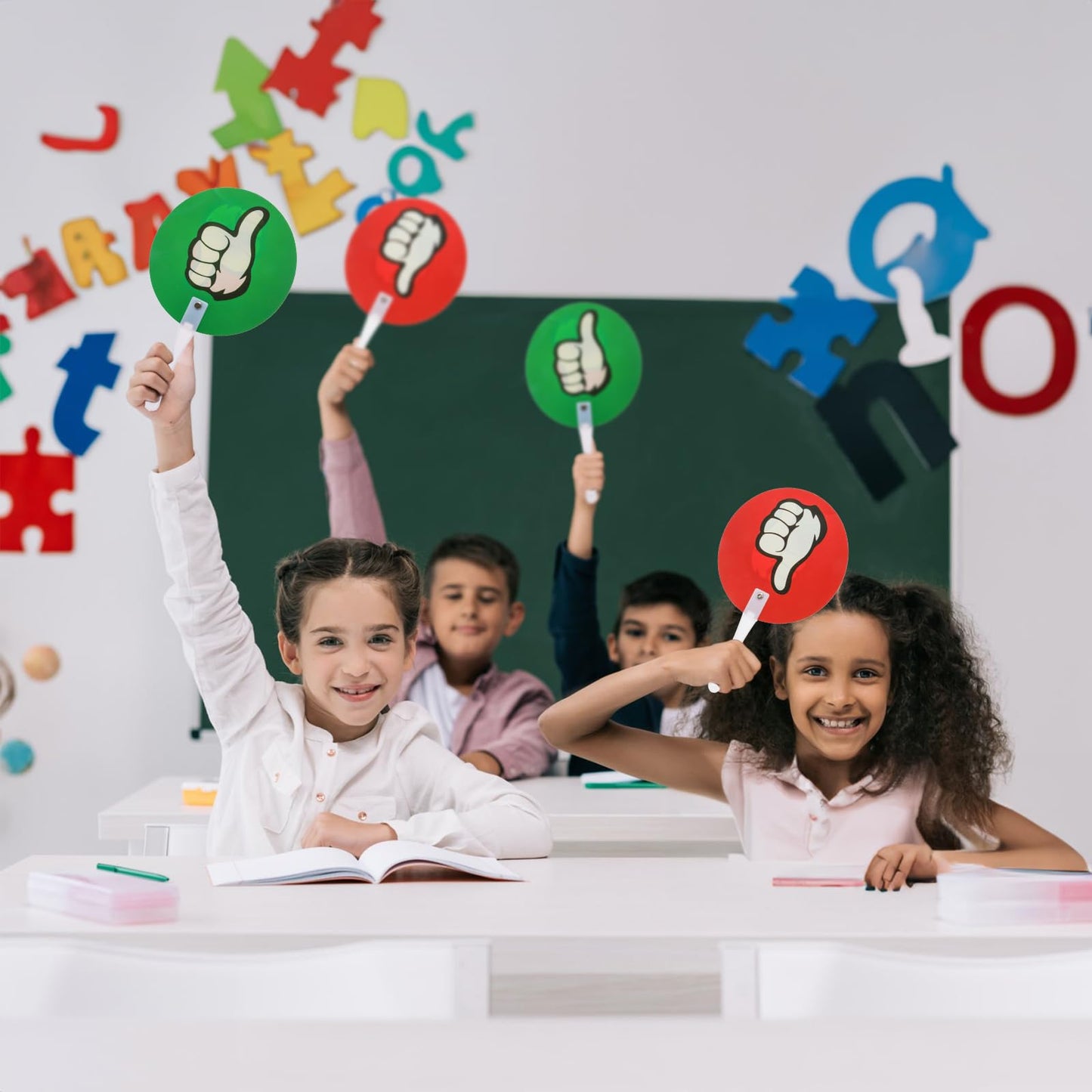 ELFULLY 50 Pack Thumbs Up Thumbs Down Paddles, Classroom Voting Paddles, Yes or No Plastic Sign, True False Signs for Teacher Student Interaction, Teacher Supplies for Classroom Events School