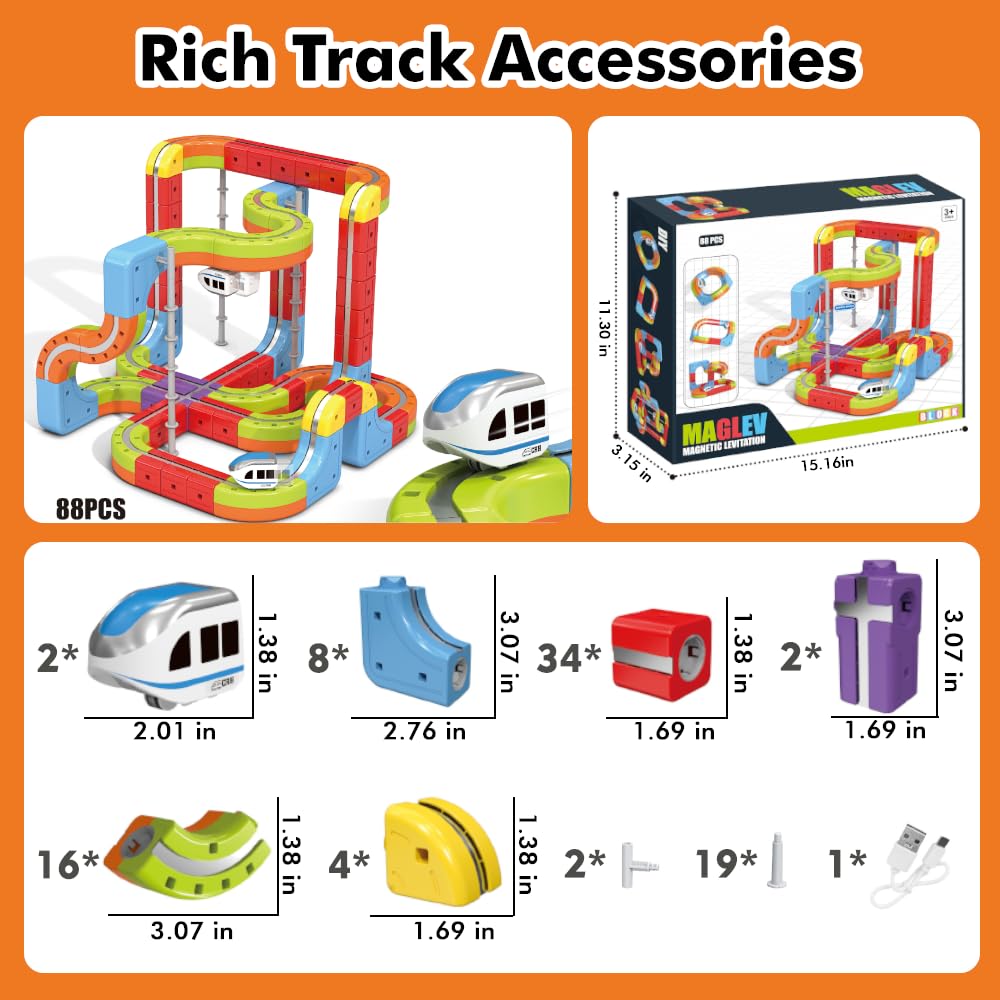 Electric Train Set with 2 Trains, 3D Infinity Train Tracks, DIY Toy Car Track, Modular Building Blocks Freely Assembled, STEM Learning Toy for Kids Toddlers Boys & Girls (2 White Trains)