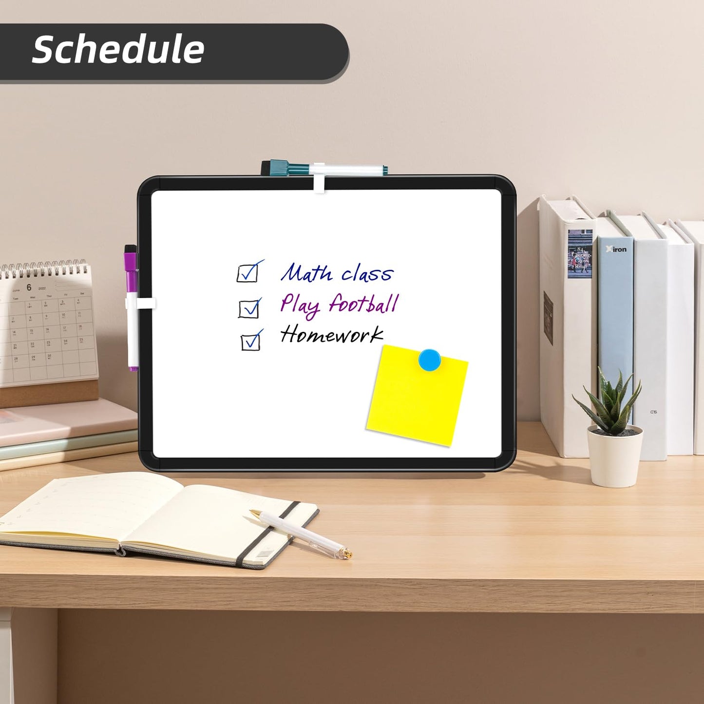 VUSIGN Small White Board Dry Erase, 11''x14'' Magnetic Dry Erase Board, Mini Whiteboard with Markers for Fridge, Wall, Locker, Black