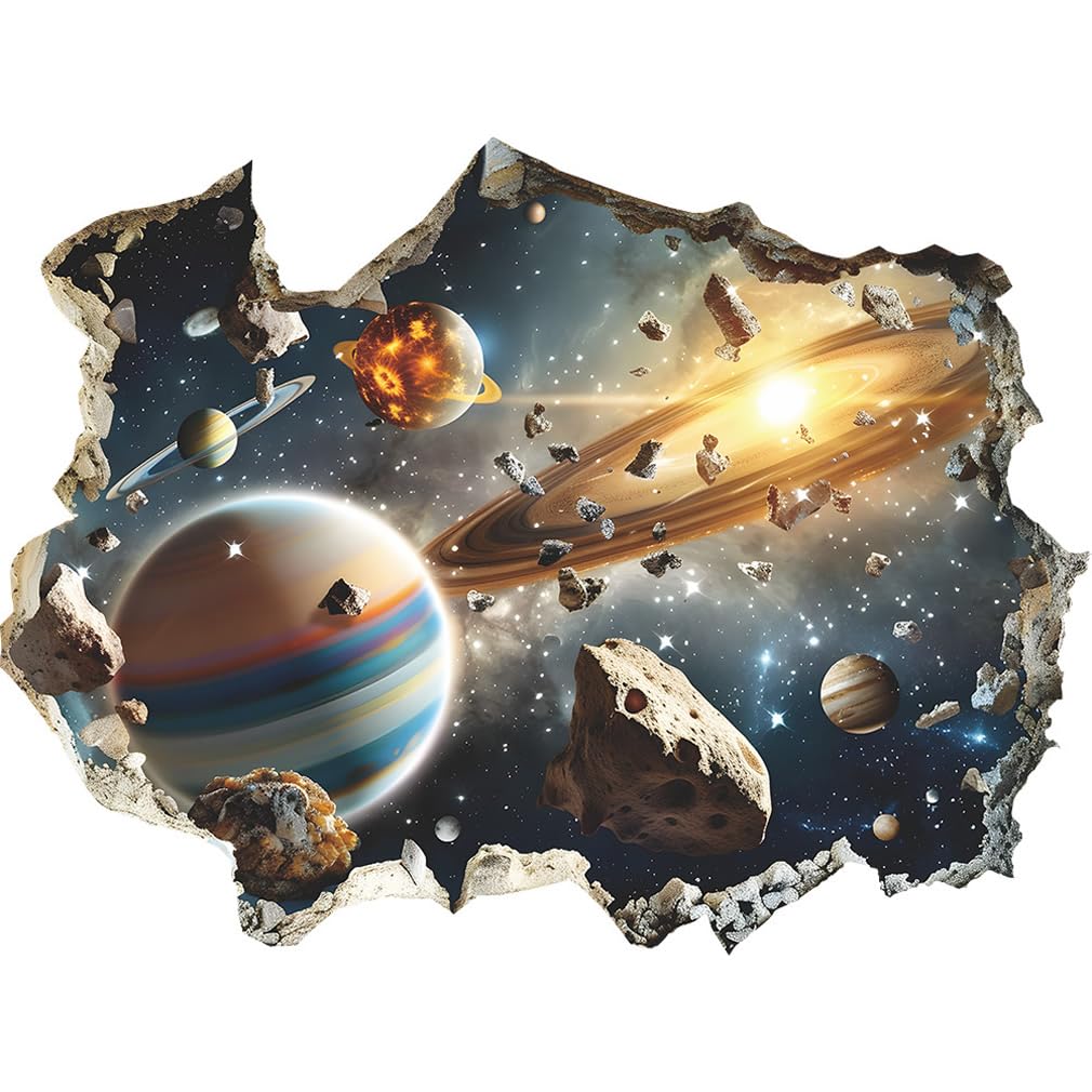 Quanhaigou 3D Galaxy Outer Space Wall Decals Stickers Wall Murals Wallpaper Decor for Home Floor Living Room (Universe Planet)
