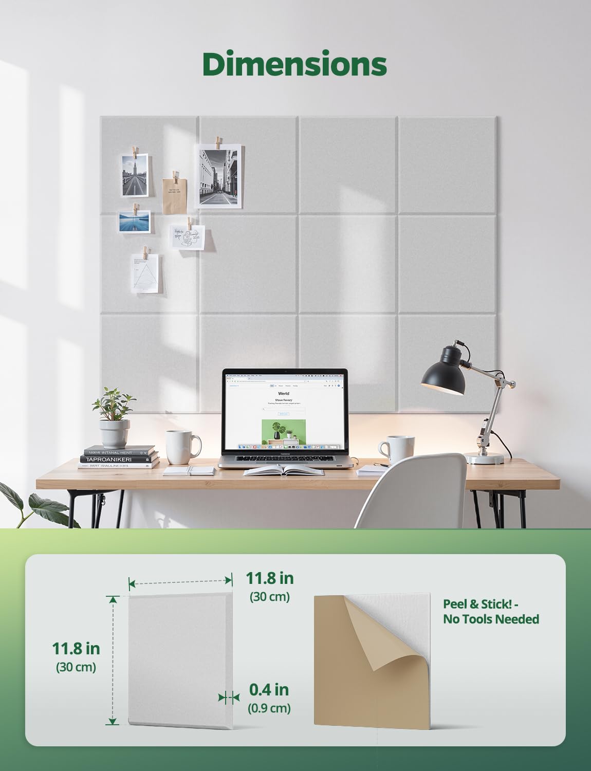 Topnaca Felt Bulletin Board for Classroom School Wall Display,12 Pack White Large Corkboard Tiles Covering 36" x 48" Decorative for Office Bedroom Pin Notes Photos Organization Messages Notice