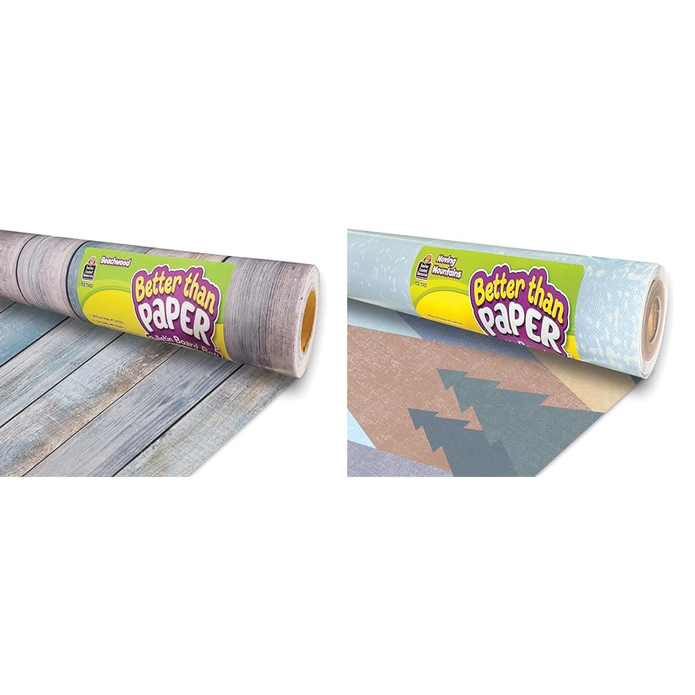 Beachwood Better Than Paper® Bulletin Board Roll, 4 feet x 12 feet and Teacher Created Resources Moving Mountains Bulletin Board Roll Bundle