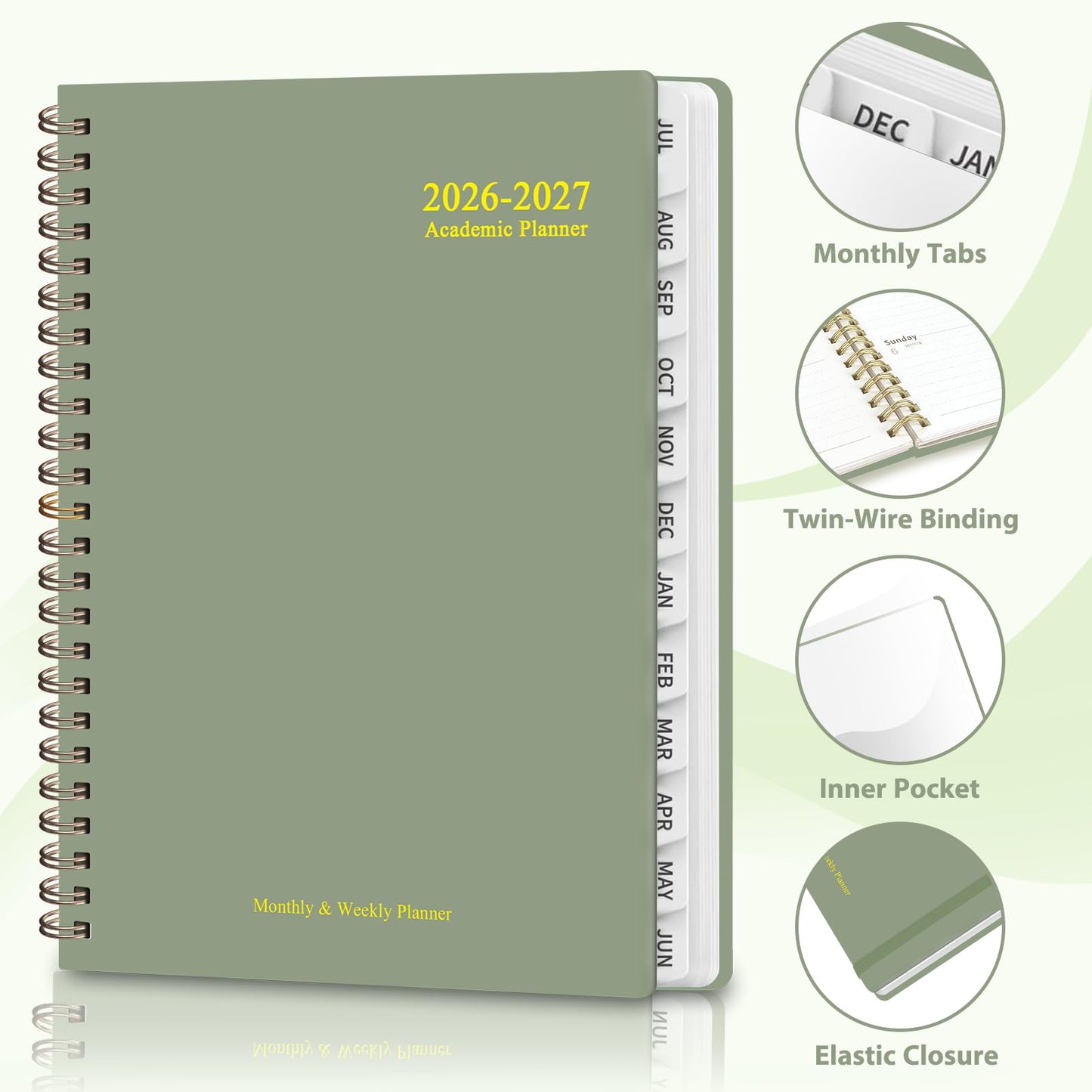 Planner 2026-2027, Weekly and Monthly Academic Planner, July 2026 - June 2027, Hardcover Calendar Agenda Book for School Year Planning, School Supplies for Teacher and Student, Letter Size(8.5'' x 11'')