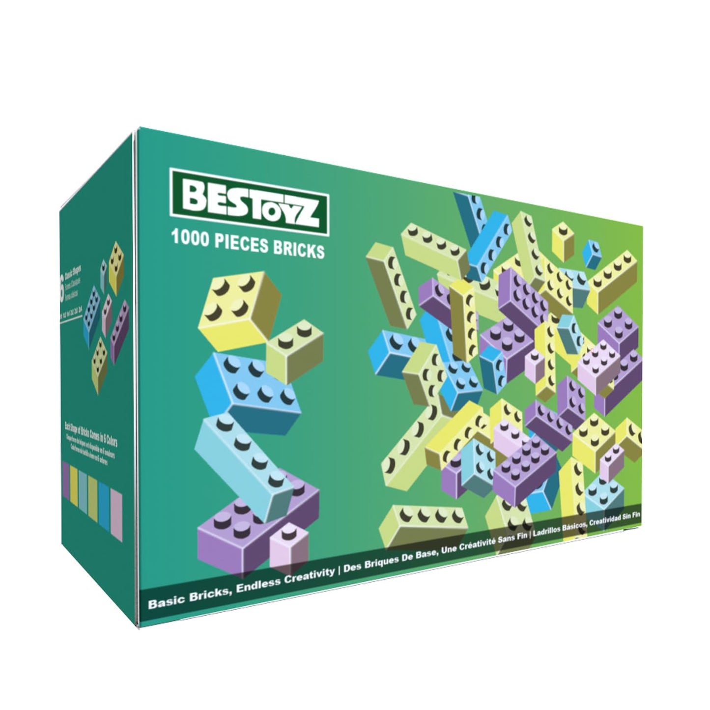 Building Bricks 1000 Pieces in Pastel Colors, Classic Building Blocks Toys & Gifts for Boys & Girls Aged 4+
