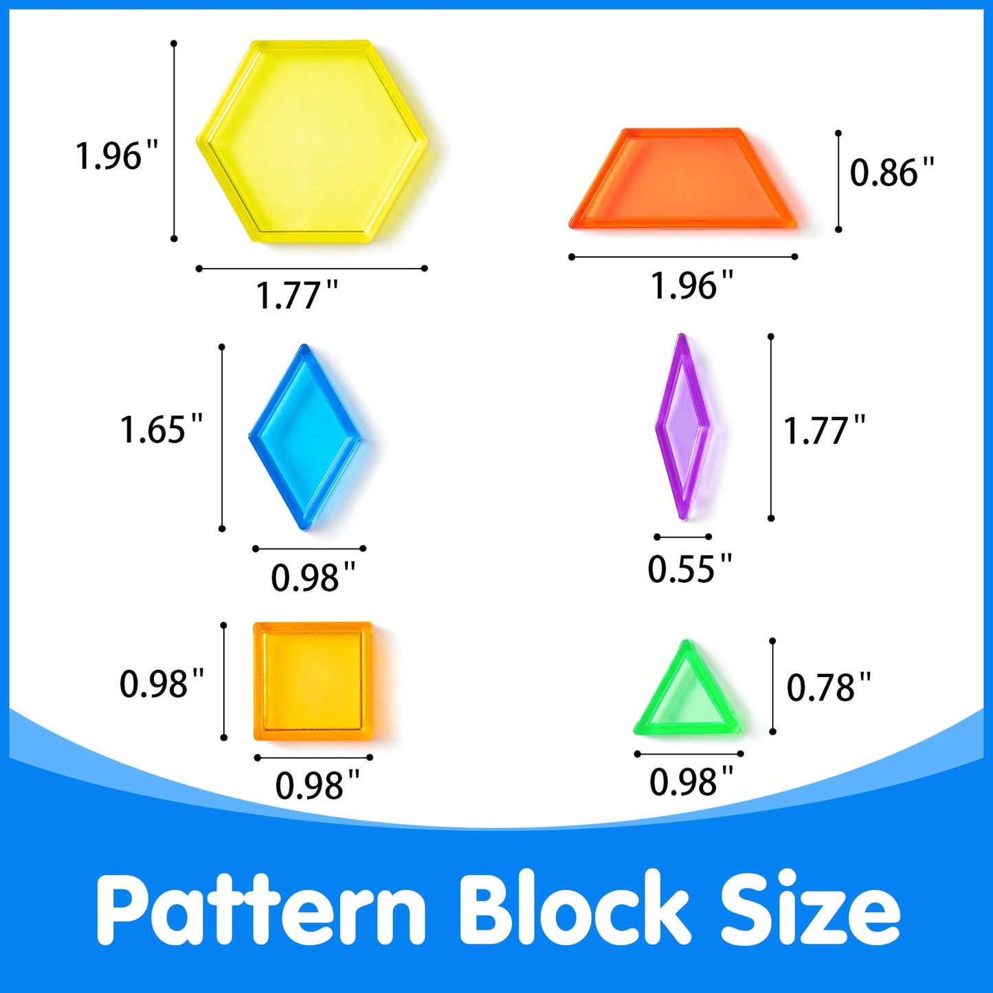 Odoorgames 140 Pcs Translucent Pattern Blocks - Educational Light Table Manipulatives and Accessories - Fun and Engaging Geometric Shapes