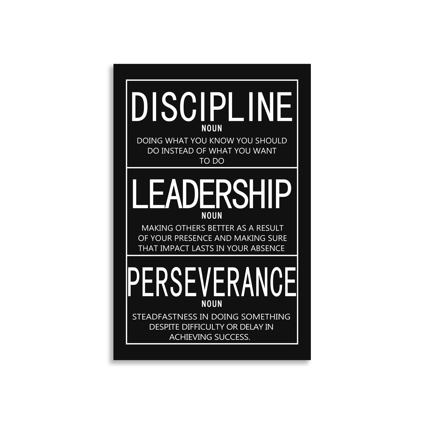 Inspirational Office Canvas Wall Art - Positive Entrepreneur Quotes, Discipline, Leadership, Perseverance Artwork - Home Wall Decor Framed Ready to Hang [12''W X 18''H]