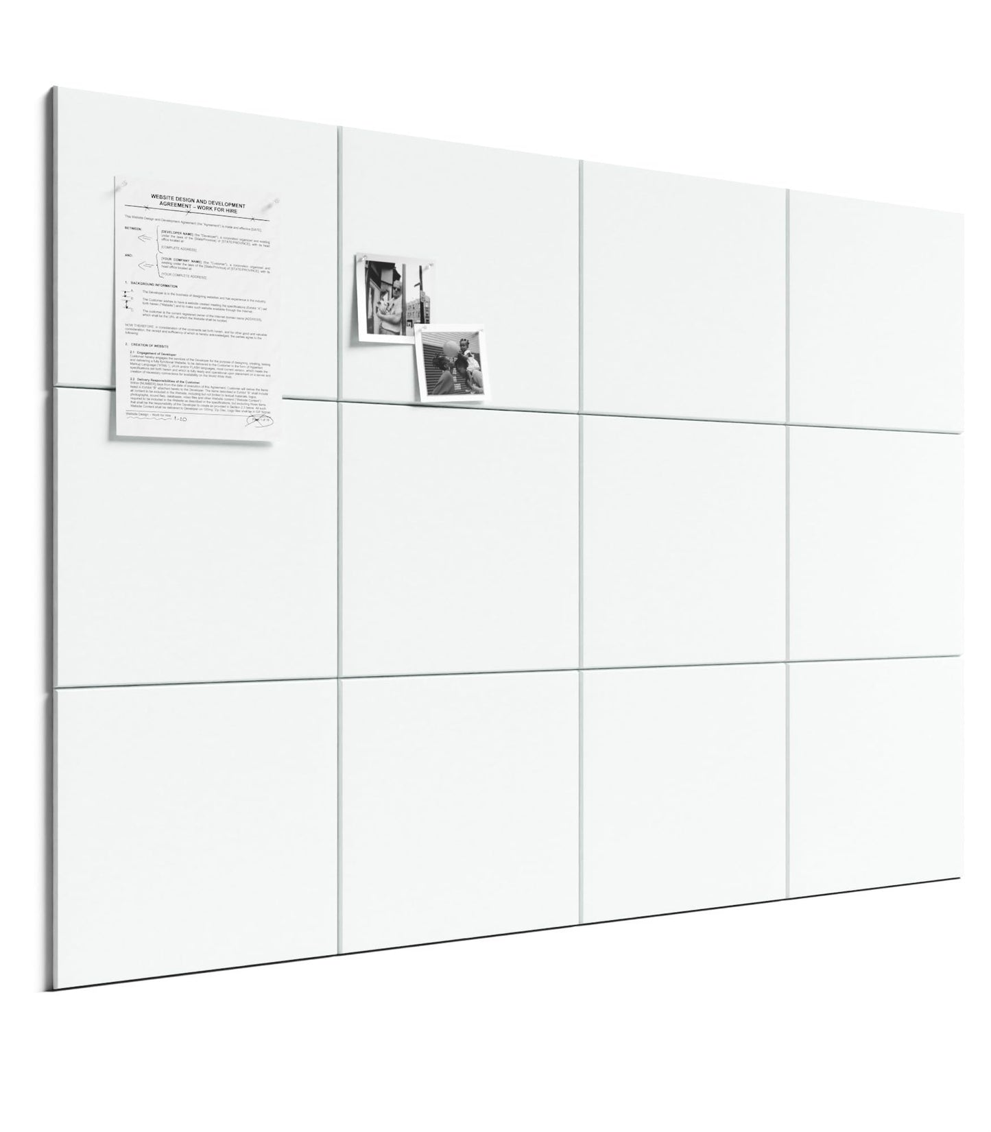 Bumusty Large Cork Board 48" x 36" Alternative - 12 Pack Felt Wall Tiles with 70 Safe Removable Adhesive Tabs, 30 Pushpins, Cork Boards for Walls Pin Board Bulletin Board Office Decor (Cold White)