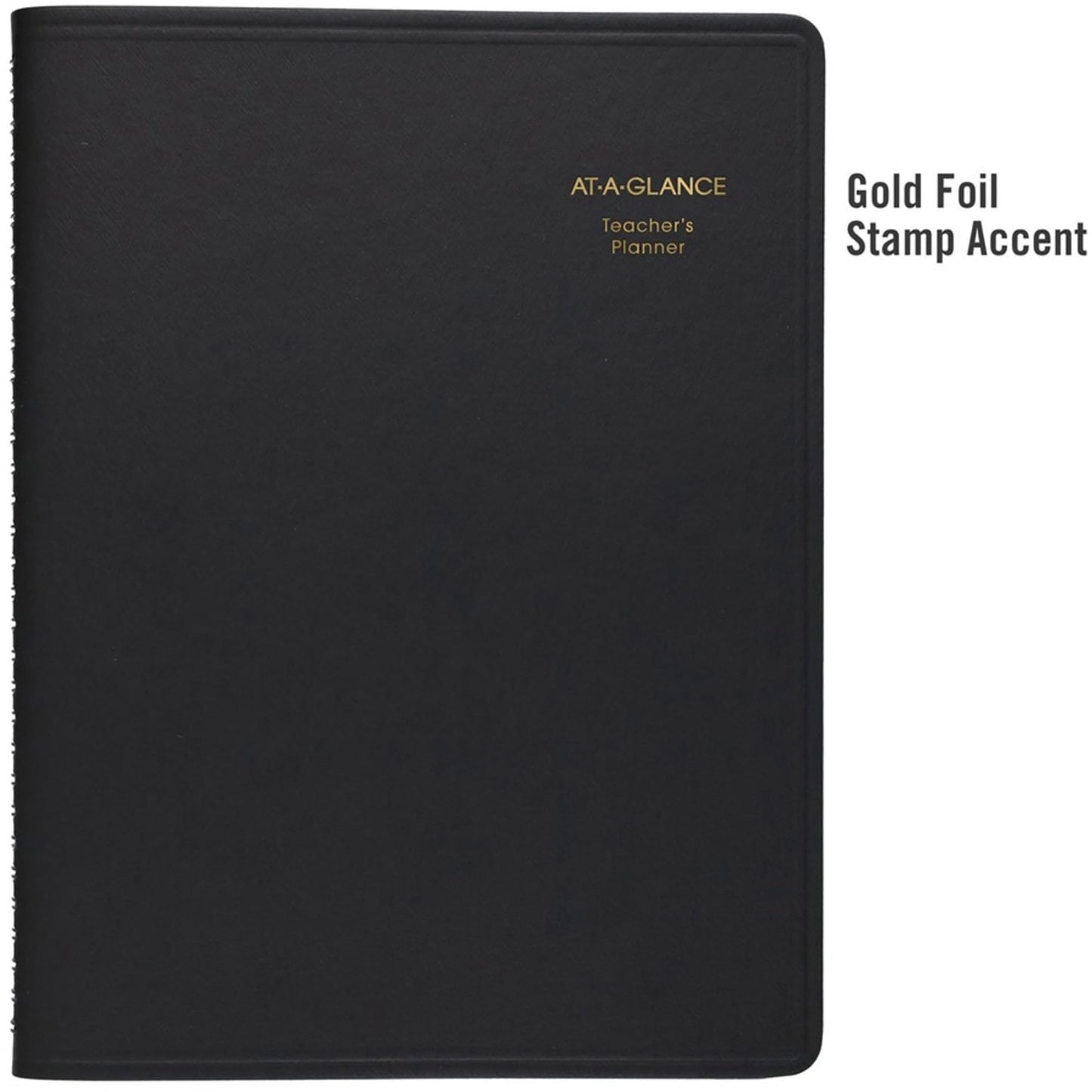 AT-A-Glance Teacher Planner, 8-1/4" x 10-7/8", Undated Weekly & Daily Planner, Academic Lesson Plan Book for Family Homeschool Supplies, Agenda with Twin-Wire Binding, Black Leather (8015505)
