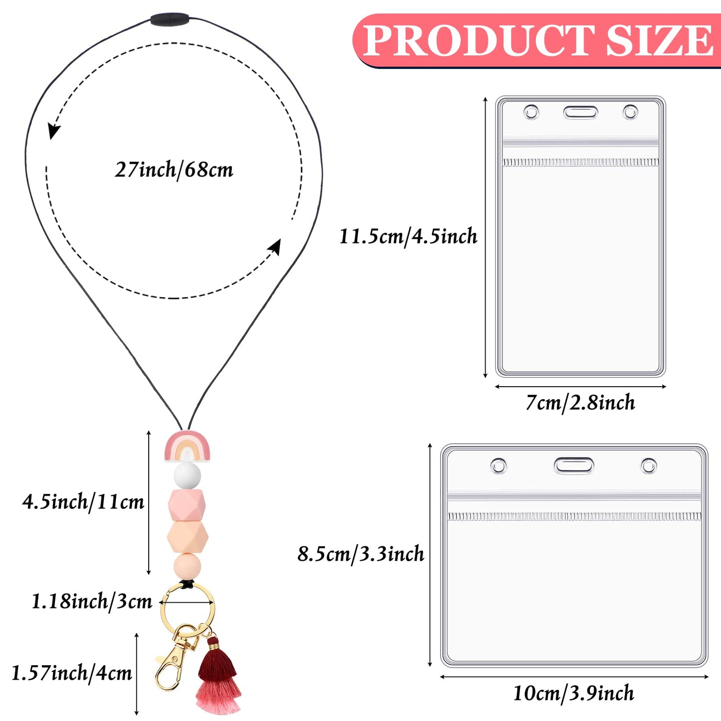 Outus 4 Pcs Teacher Lanyards with Badge Holders, Beaded ID Holder Lanyard for Teachers, Classroom Essentials for Teachers, Back to School Teacher Supplies, Staff Badge Key Holder