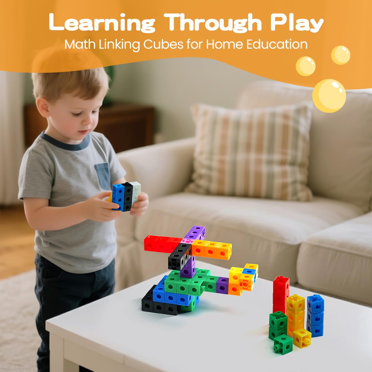 QUYSK Set of 200 Kids Linking Cubes for Math, STEM Connecting Cubes Math Manipulatives Kids Counting Blocks for Classroom Learning Supplies for Preschool and Elementary Children