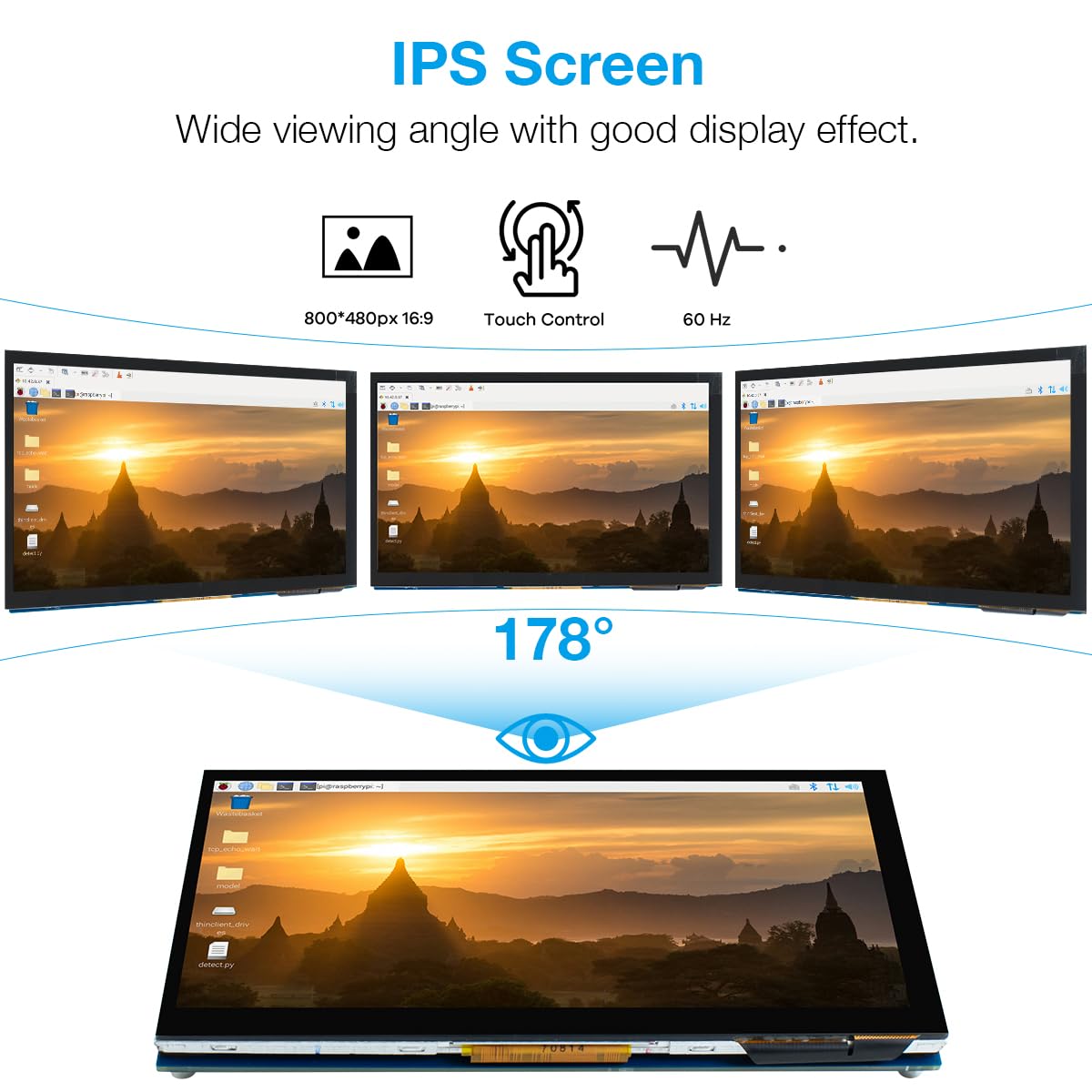 Hosyond 7 Inch Touchscreen IPS DSI Display Compatible with Raspberry Pi 5/4/3, 800x480 Pixel Capacitive Screen MIPI Driver-Free Interface