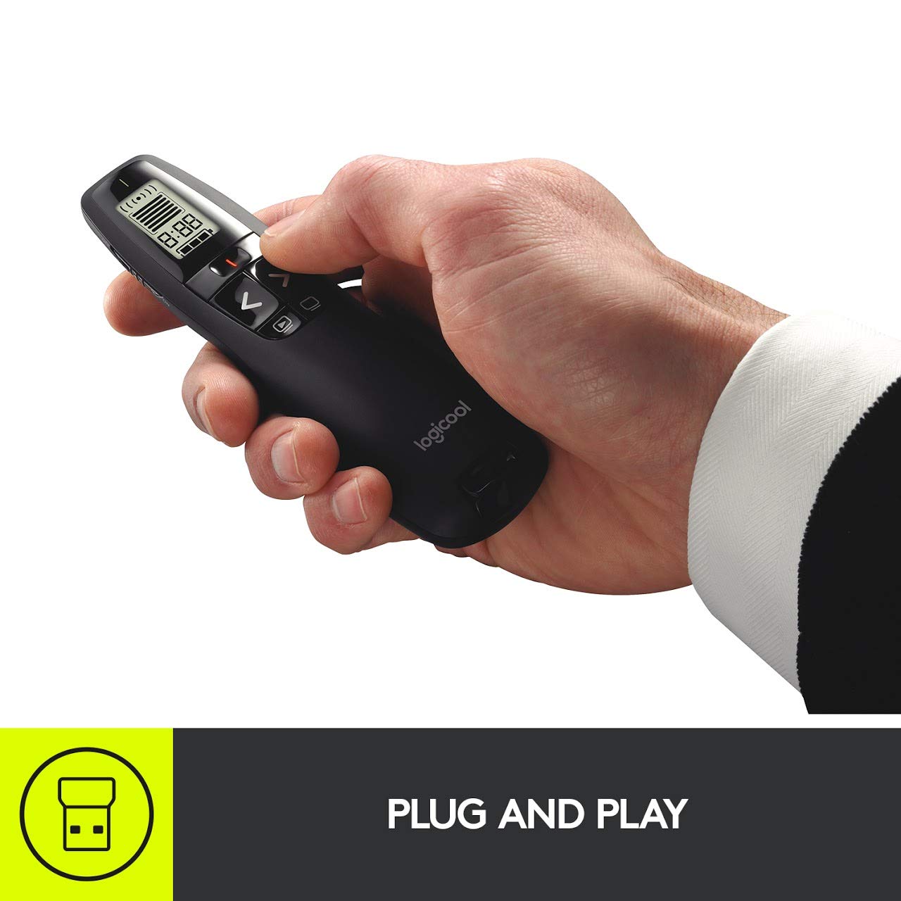 Logitech Wireless Presenter R800, PowerPoint Clicker with Green Laser Pointer, Wireless Presentation Clicker Remote