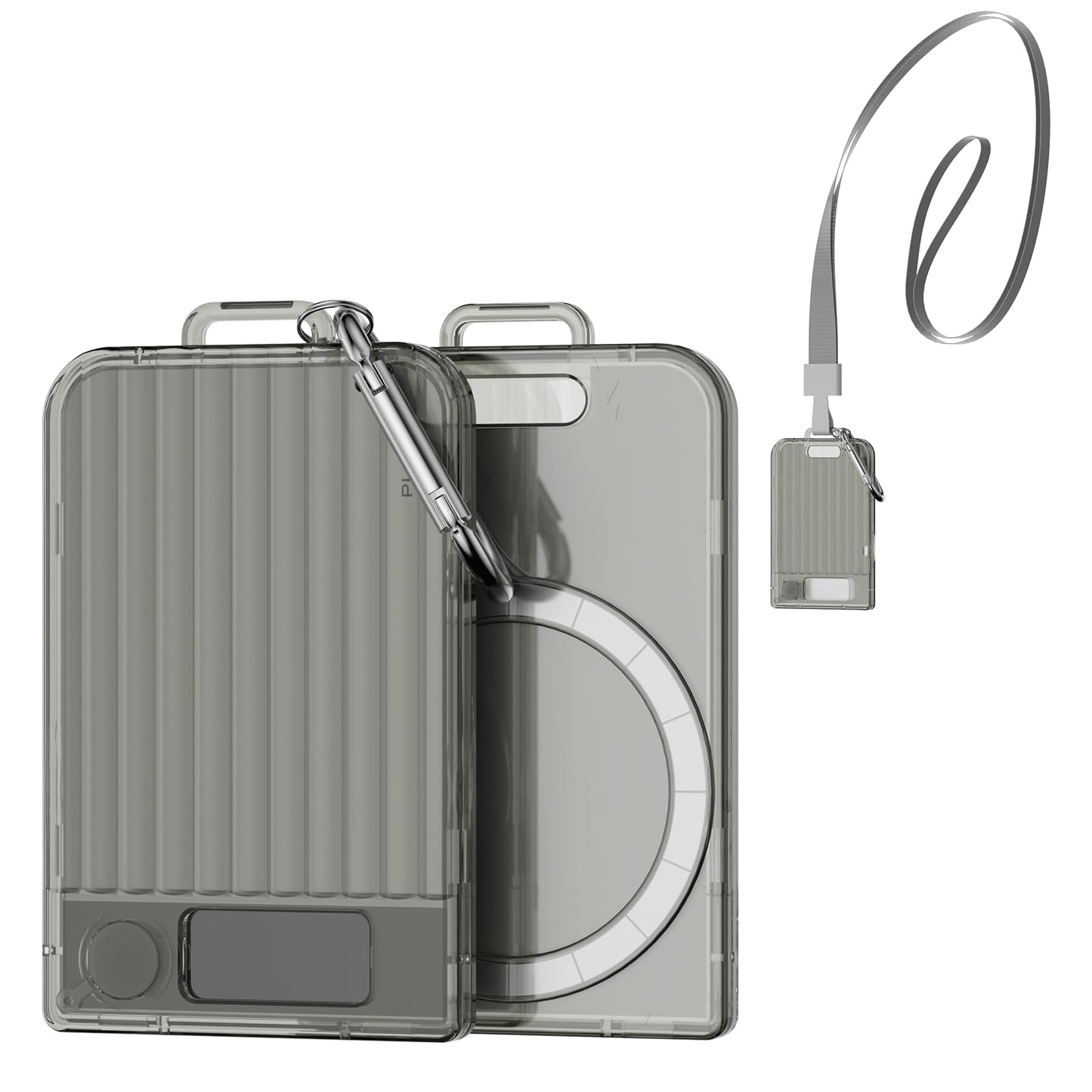 Magnetic Holder for Plaud Note&Plaud Note Pro(2025) with Lanyard&Carabiner,Anti-Scratch Hard Slim PC Portable Protective Case Ai Voice Recorder Accessories (Clear Gary)