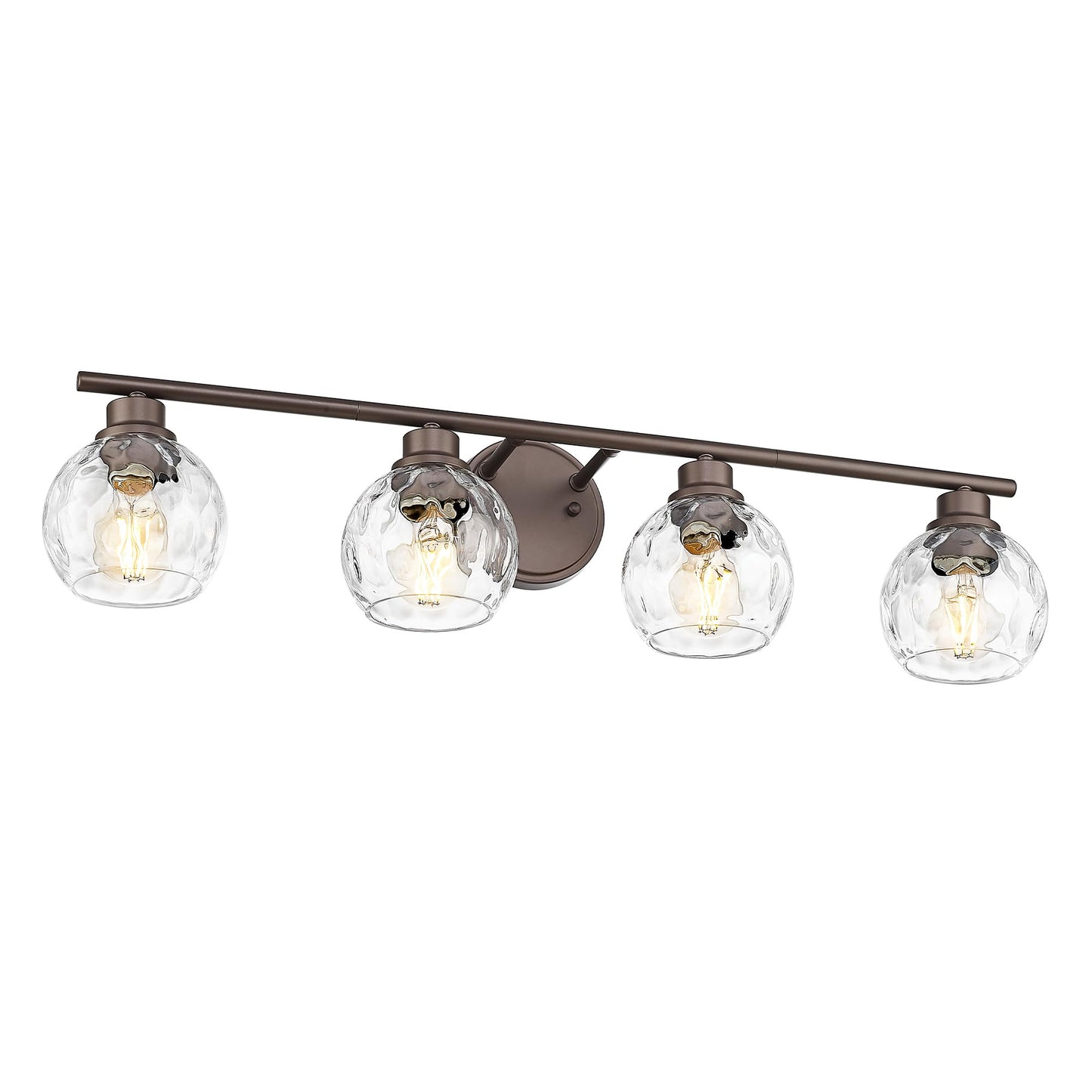 Emliviar 4-Light Vanity Lighting, 32.6in Water Ripple Globe Glass, Oil Rubbed Bronze Finish, Model YE295B