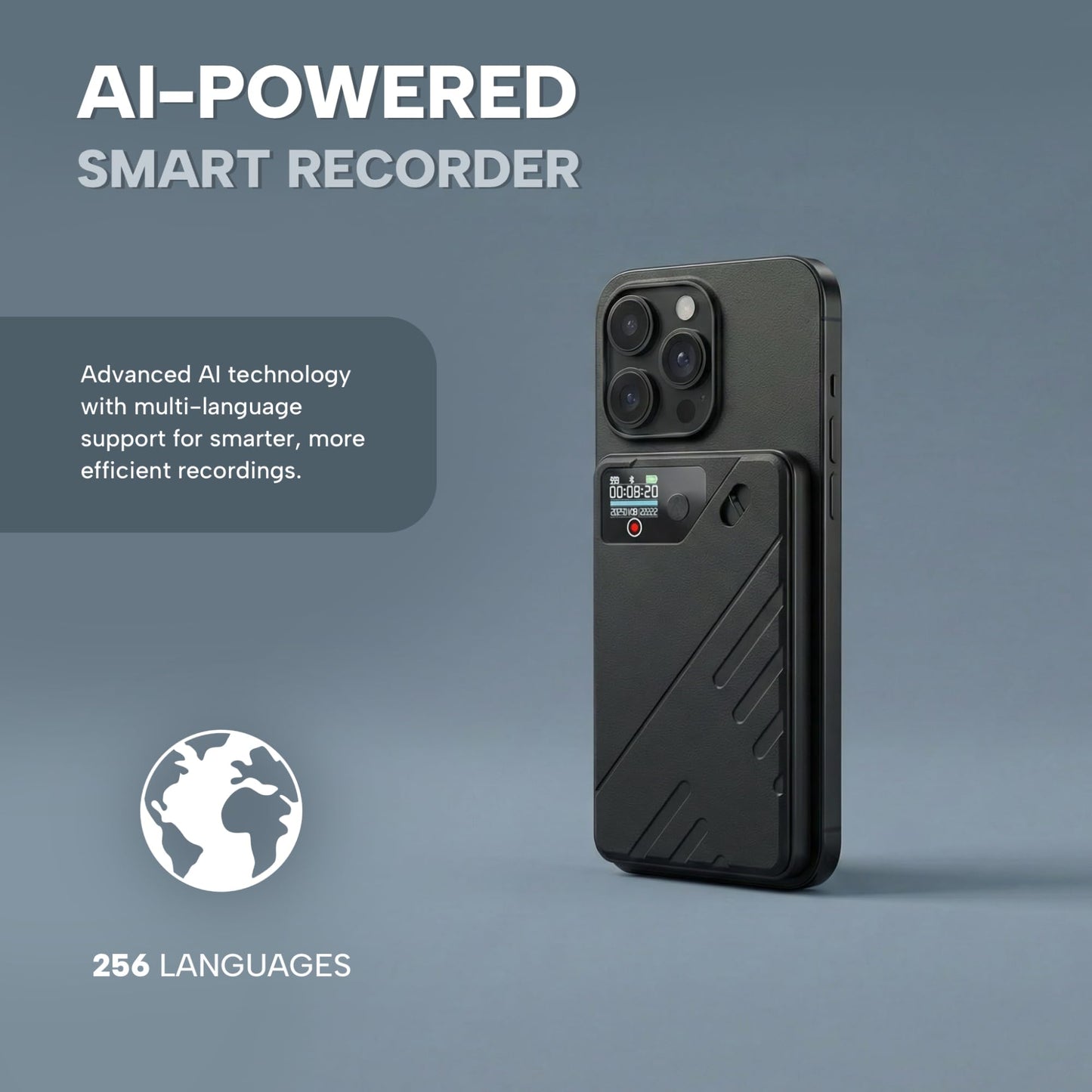 KS SHOP AI Voice Recorder Premium | Real-Time Transcription & AI Summaries | 256 Languages | Smart Recording Device for Meetings, Calls & Lectures | 64GB Storage | App Control