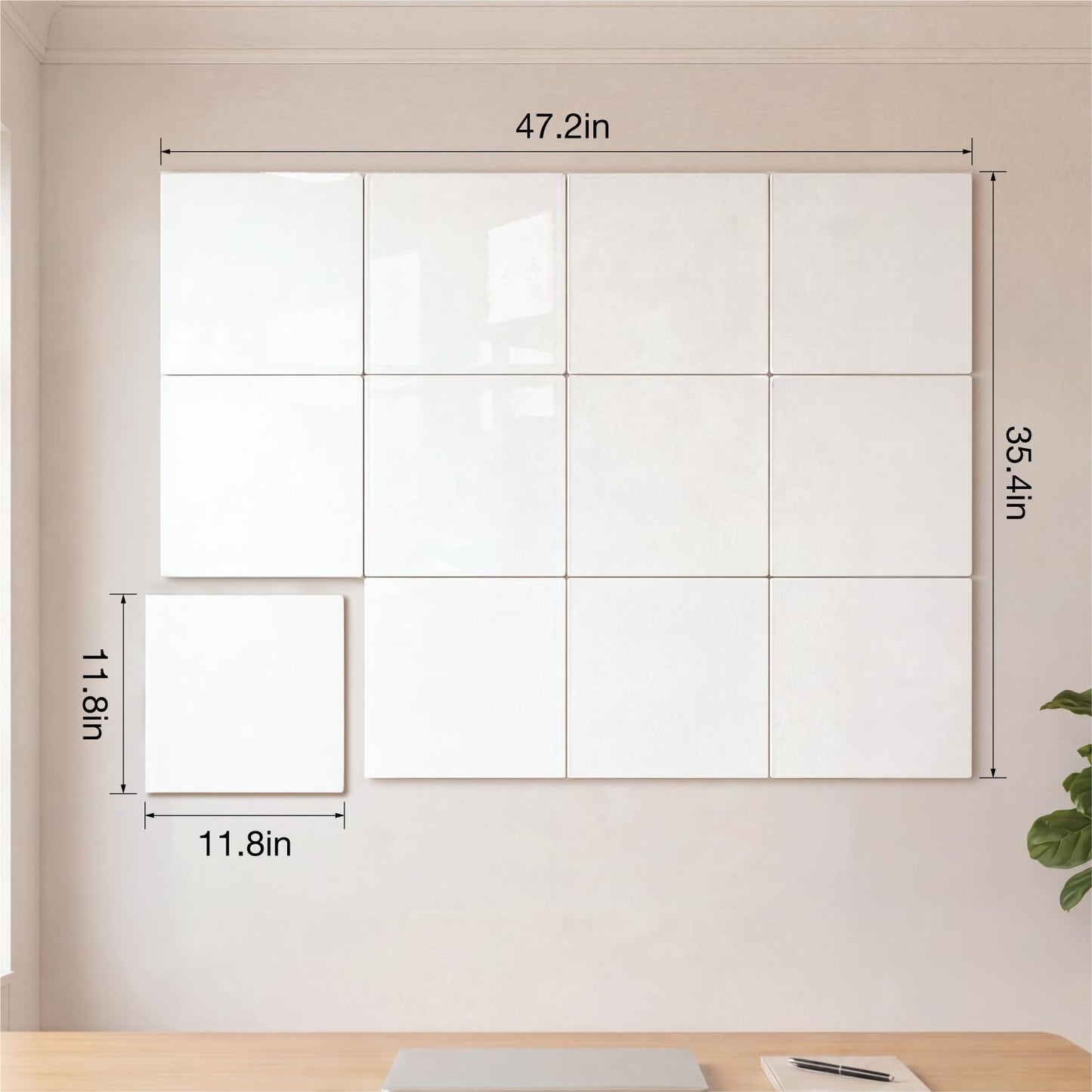 Comix Magnetic Board, 12 Pack Magnetic Whiteboard for wall, 11.8 x 11.8 Inches Dry Erase Board for Kids, Students, White Board Dry Erase Set for Fridge, Office and Home, White