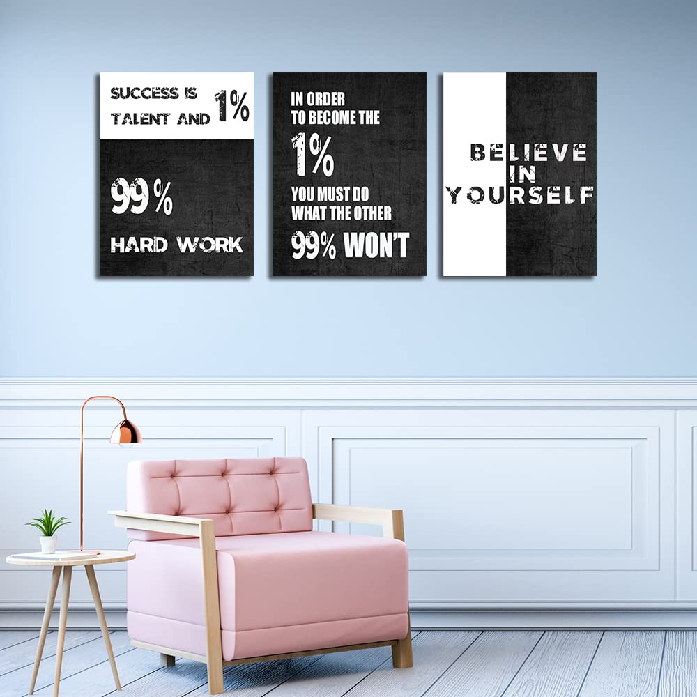 Motivational Canvas Wall Art Entrepreneur Office Wall Decor Inspirational Poster Print Modern Black Wall Painting Picture for Workplace Living Room Bedroom, Ready to Hang 12inch x16inch x3pieces