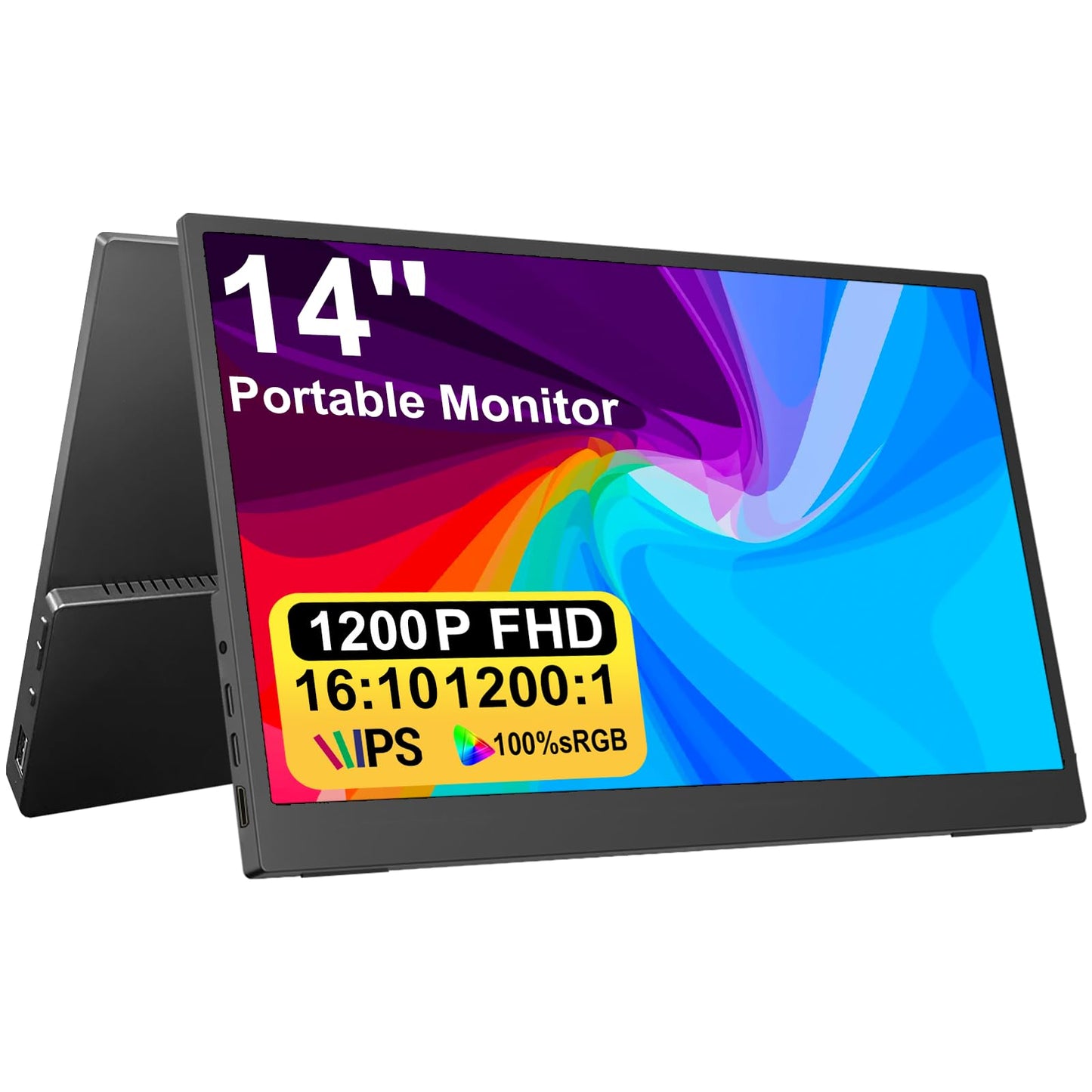 Topmonitor 14" Portable Monitor Touchscreen, 1200P FHD IPS Travel Monitor with Tempered Glass,10-Point Touch, Dual Speakers & Kickstand, USB-C HDMI External Monitor for Laptop MacBook Phone PS5 Switch