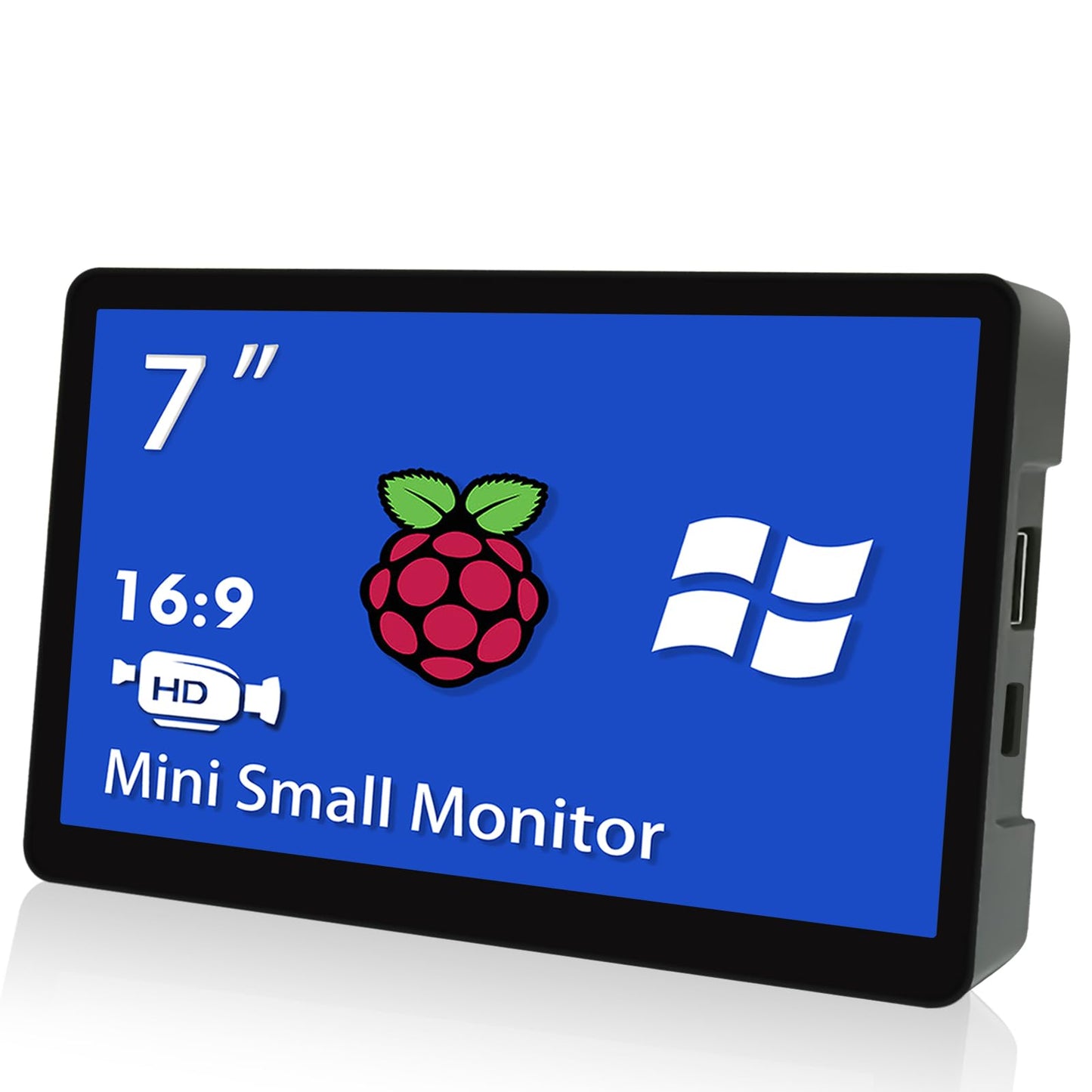 HMTECH Raspberry Pi Monitor 7 Inch HDMI Monitor 800x480 LCD Screen Display with Case Second/Extend Screen for Raspberry Pi 400/4/3/2/Zero/B/B+ Jetson Nano Win11/10/8/7, Dual Speakers, Non-Touch