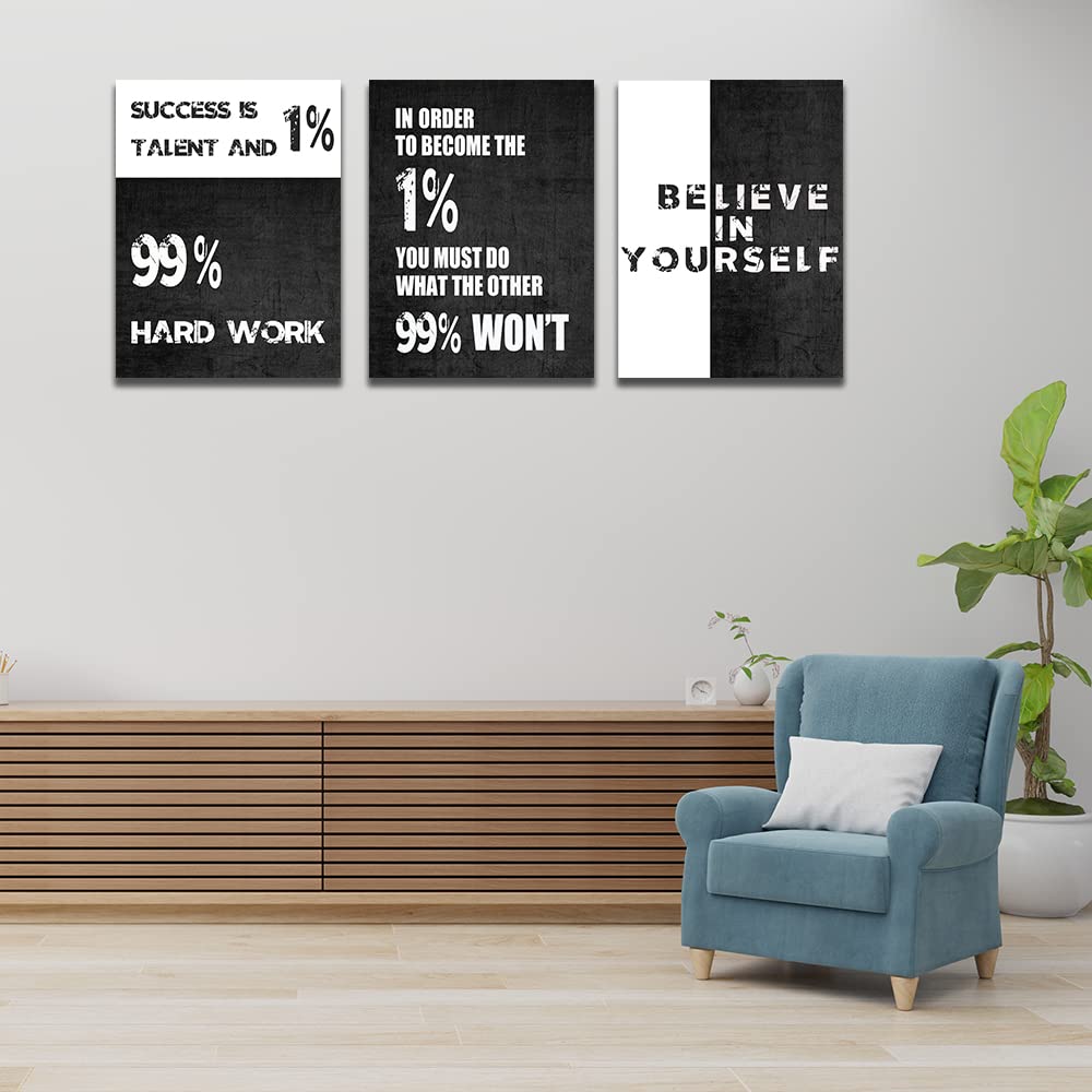 Motivational Canvas Wall Art Entrepreneur Office Wall Decor Inspirational Poster Print Modern Black Wall Painting Picture for Workplace Living Room Bedroom, Ready to Hang 12inch x16inch x3pieces