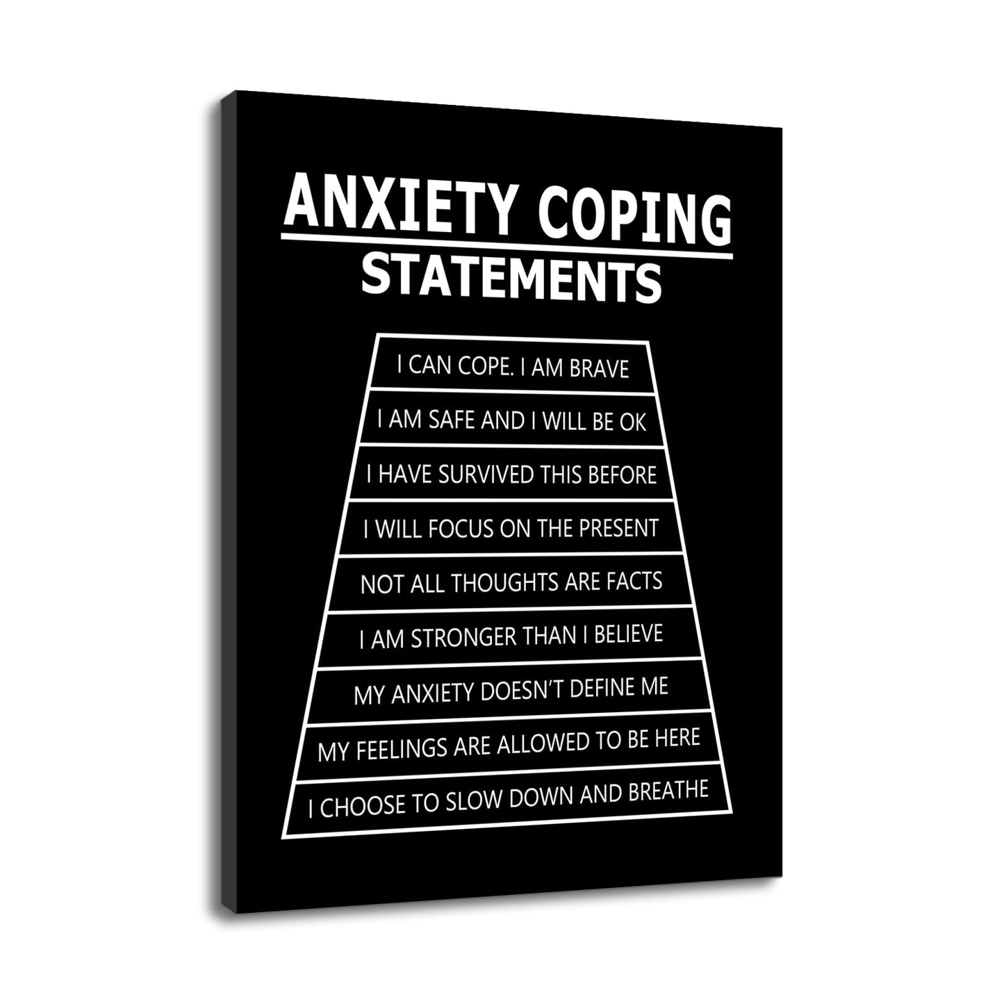 Inspirational Canvas Wall Art Anxiety Coping Statements Quote Office Decor Painting Pictures Motivational Poster Prints Artwork for Modern Home Living Room Stretched and Framed [18''Wx 24''H]