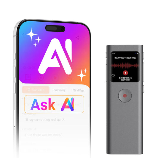 AI Digital Voice Recorder with Transcribe & Summarize, AI Note Taker for Meetings & Lectures, Voice Activated Recorder with Playback, Supports 90+ Languages Recording Device, Portable Tape Recorder