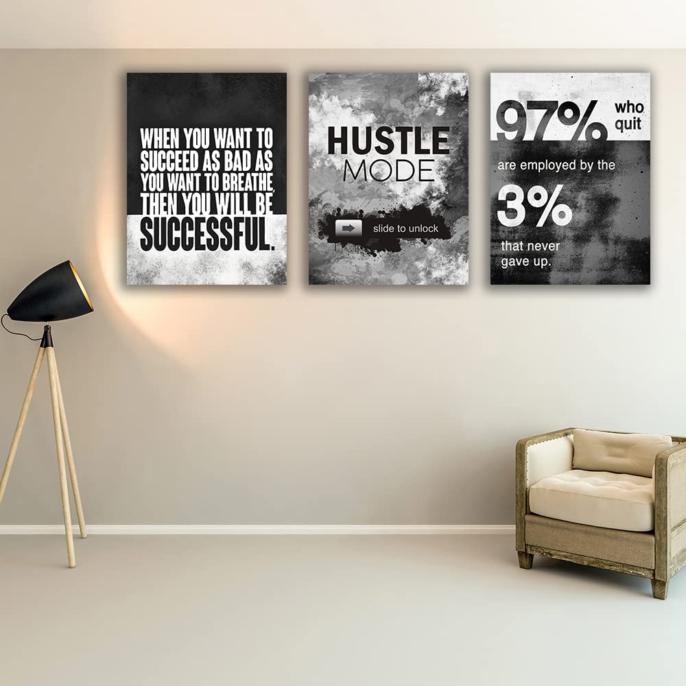 Motivational Painting Wall Art 3 Pieces Canvas Print Success Wall Art for Home Office Living Room Leader Canvas Quotes Inspirational Positive Poster Framed Motivation Artwork [36''Wx 16''H]