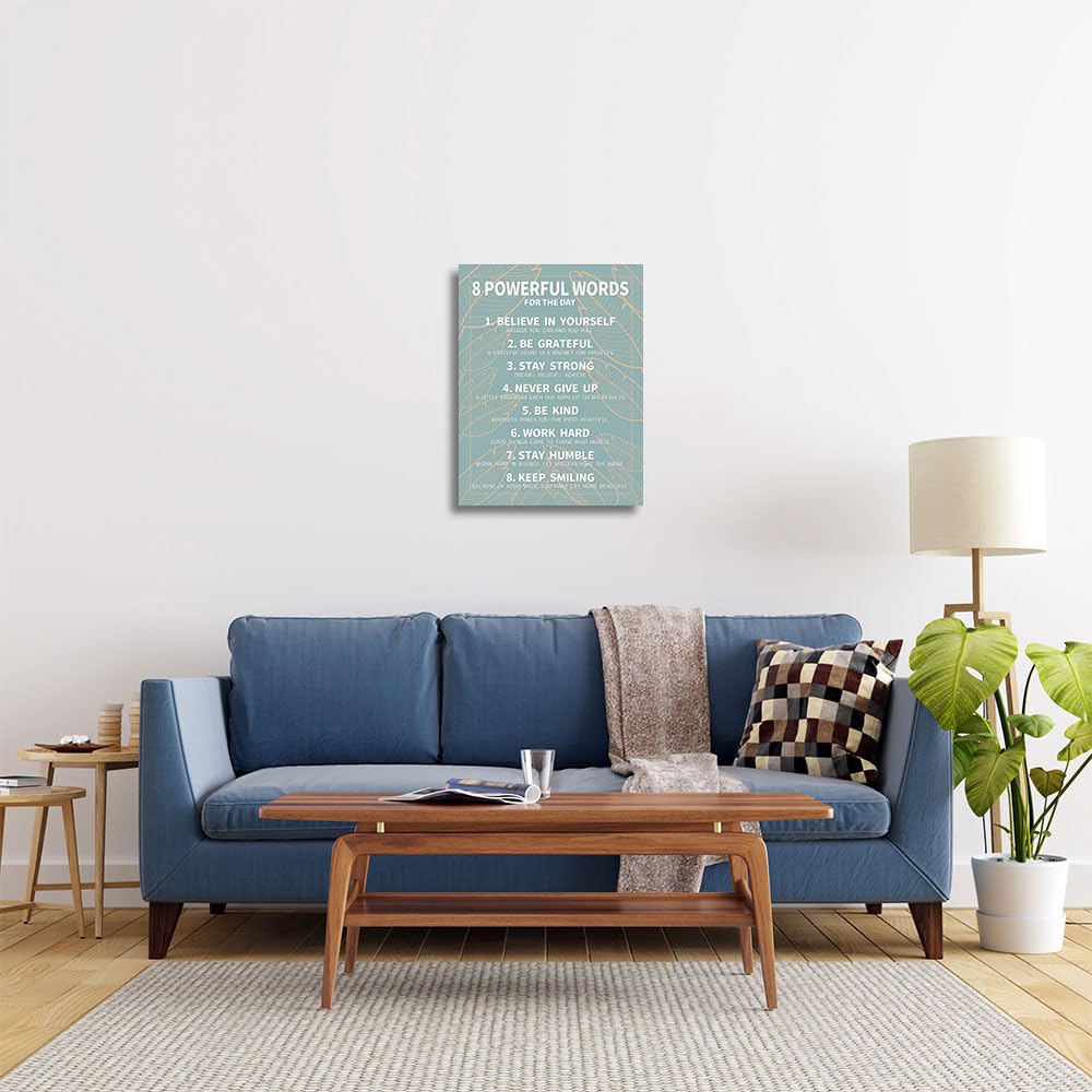 8 Rules Of Life Canvas Decoration Painting, Suitable For Office, School, Library,Home (29x38cm) Framed (Green-8)