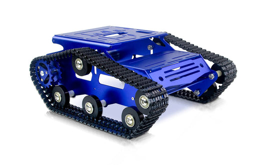 XiaoR Geek Smart Robot Car Chassis Kit Aluminum Alloy Big Tank Chassis with 2WD Motors for Jetson Nano/Raspberry Pi/Arduino DIY STEM Education Projects and ROS Research (Blue, with DC Motor)