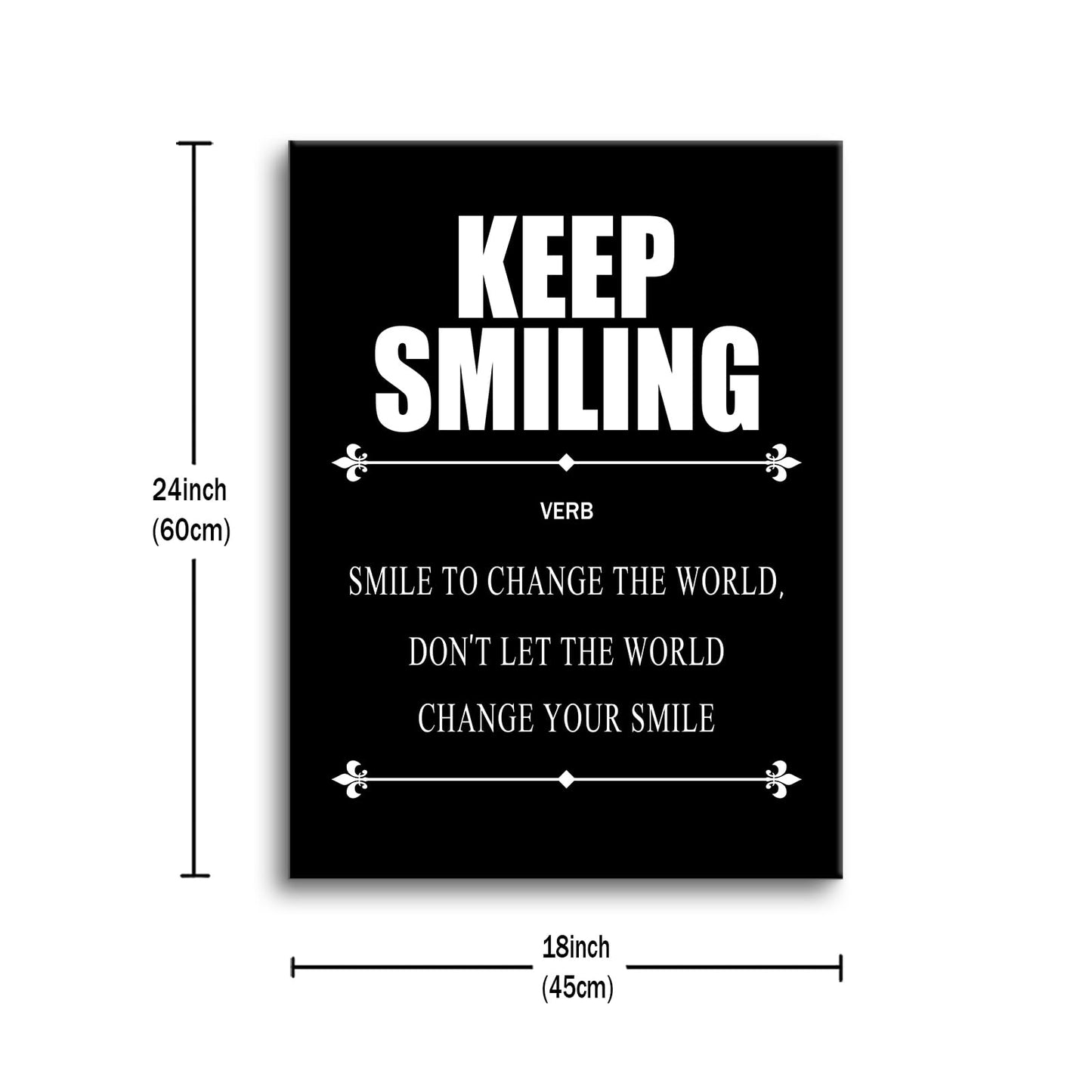 Motivational Canvas Wall Art Keep Smiling Entrepreneur Quotes Poster Print Inspirational Pictures Painting for Office Class Room School Wall Decoration Stretched and Framed [18''Wx24''H]