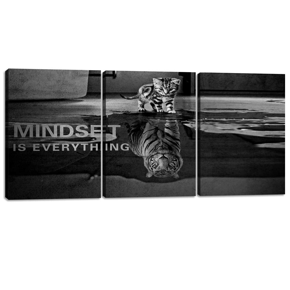 Wall Art Motivational Posters Inspirational Entrepreneur Positive Quotes Canvas Prints 3 Panels Painting Picture Wooden Framed Artwork Living Room Office Wall Decor-36 W x 16" H