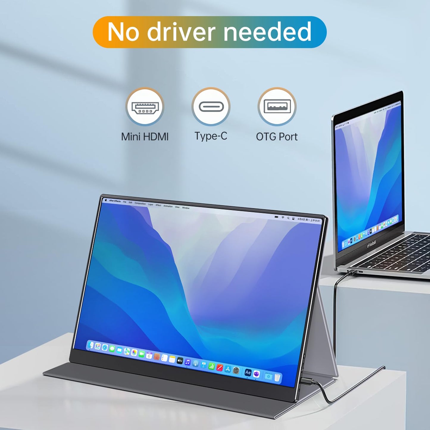 Anyuse Portable 16.0" QHD 2.5K Laptop Monitor - USB C HDMI Gaming Ultra-Slim IPS Display w/Smart Cover & Speakers, HDR Plug&Play, External Monitor for Laptop PC Phone Mac Xbox PS5/PS4 Switch