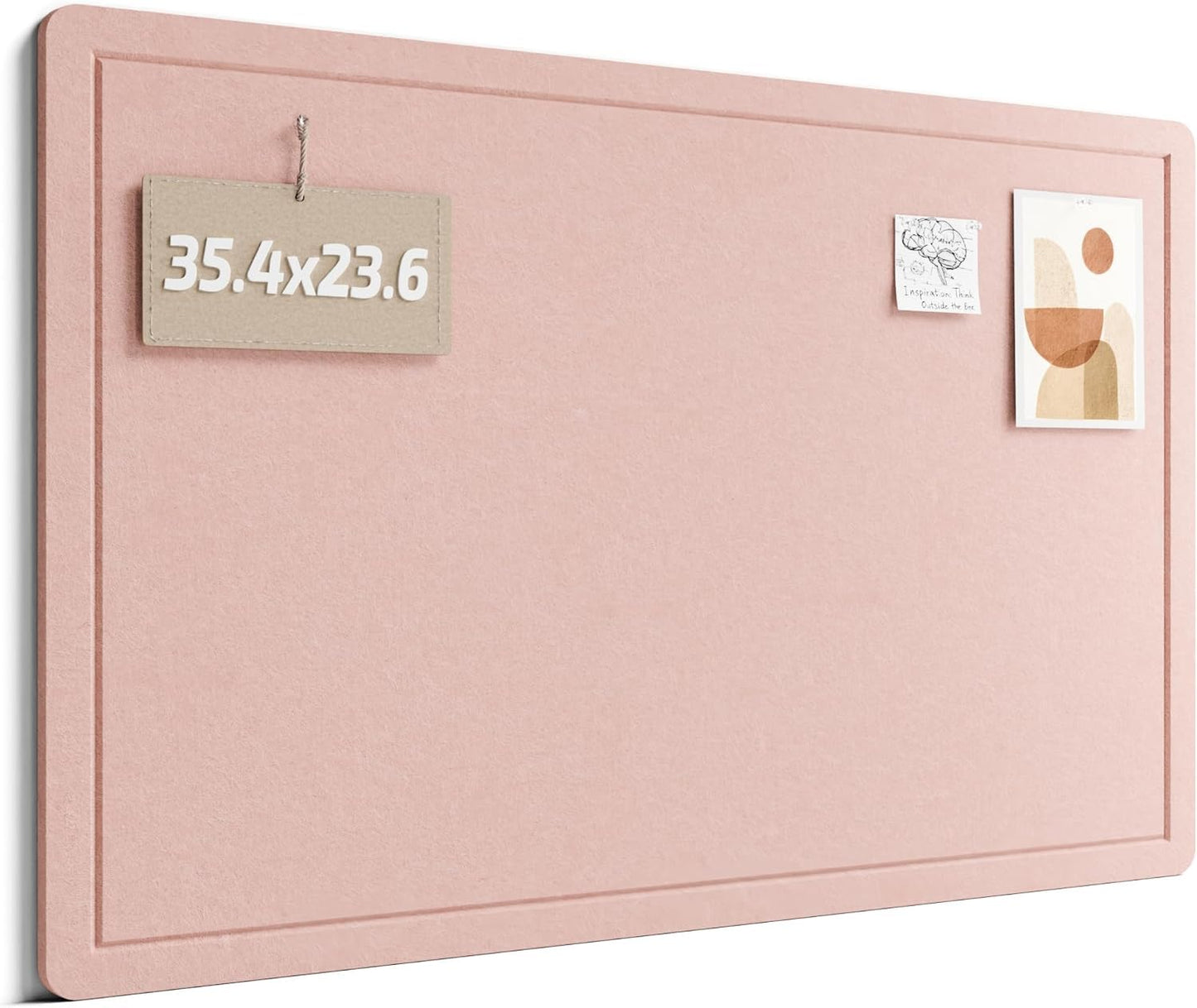 Fluxynara Bulletin Board,35.4" x 23.6" Cork Board Alternative with 12 Safe Removable Adhesive Tabs, Foldable Felt Pin Board for Home Office, Classroom, Bedroom,Entryway for Walls—Pink