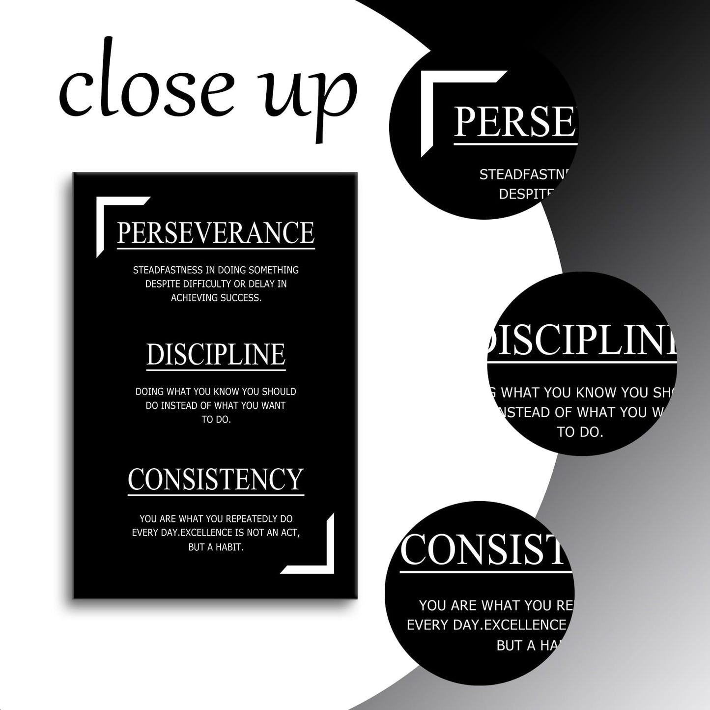 Perseverance Discipline Consistency Success Poster Print Motivational Picture Painting Inspirational Canvas Wall Art for Modern Office Bedroom Living Room School Wall Decor Ready to Hang [24''Wx36''H]