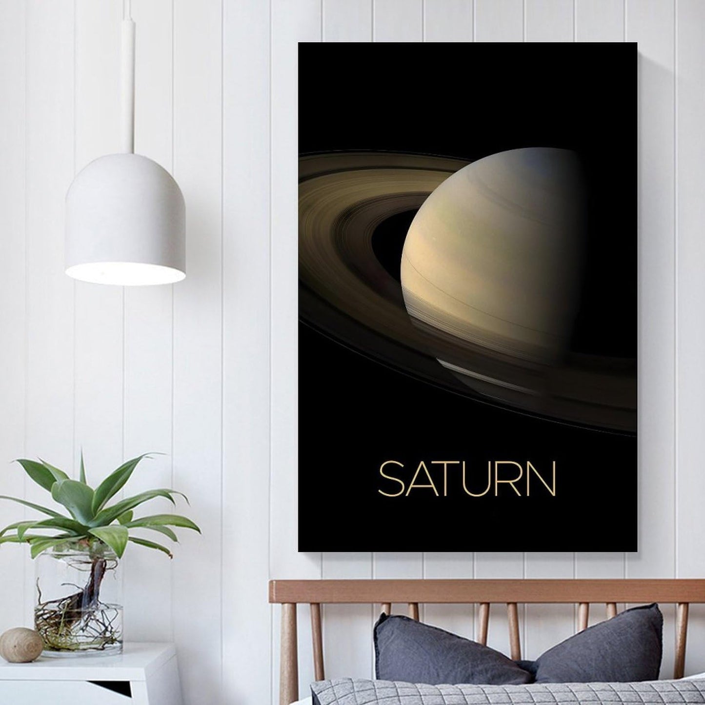 XIAOLOUTINYU Solar System Canvas Wall Art - Saturn Planet Space Poster for Kids Room Bedroom Classroom, STEM Educational Astronomy Decor, Science Gift for Boys Girls Teens, 16x24 Inch Unframed