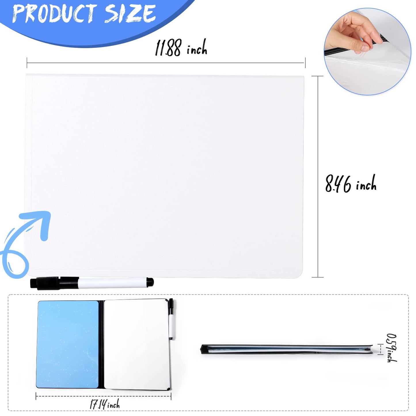 AGM Double Sided Mini Whiteboard, A4 Portable Dry Erase Board with Pen, Desk Whiteboard for Study, Meeting, Draft, Notes, Doodling
