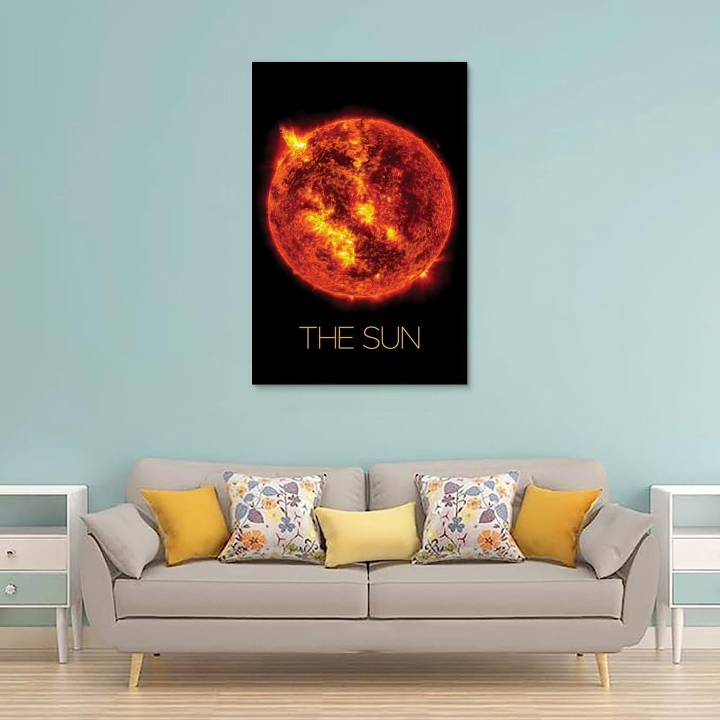 XIAOLOUTINYU Solar System Canvas Wall Art - The Sun star Space Poster for Kids Room Bedroom Classroom, STEM Educational Astronomy Decor, Science Gift for Boys Girls Teens, 12x18 Inch Unframed