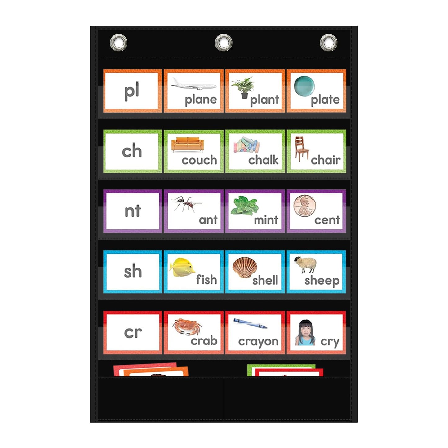 ANCOMEDO 5+1 Pockets Standard Pocket Chart, Clear 5 Pockets Words Chart with Extra Storage Pocket for School Home Office Use,Standard Size:25.2” x 17” Letter Cards, Word Wall and Sentence Strips.